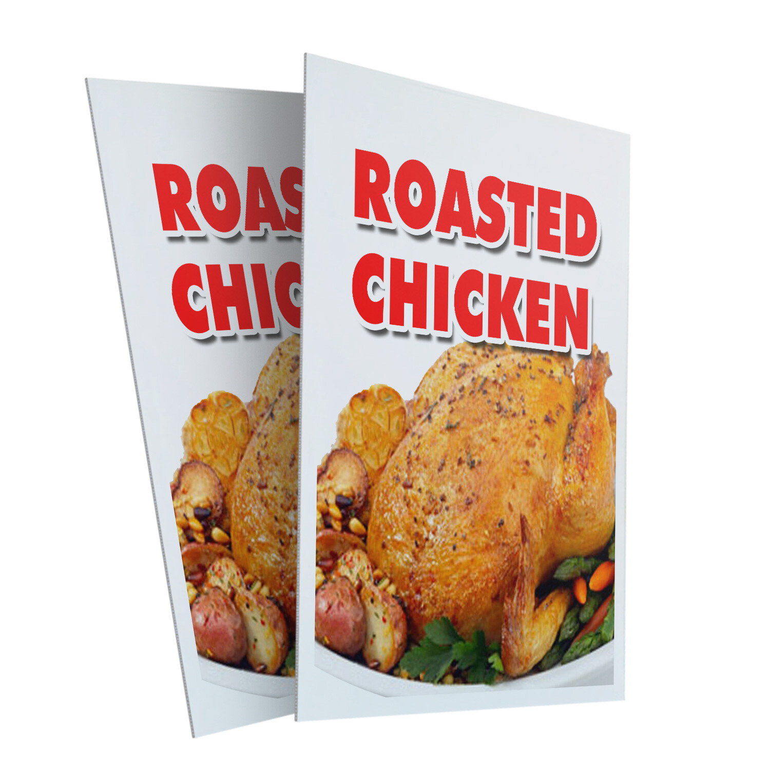 Roasted Chicken 24&Prime; x 36&Prime; 2 Pack Of Store Sign Plastic Or Decal