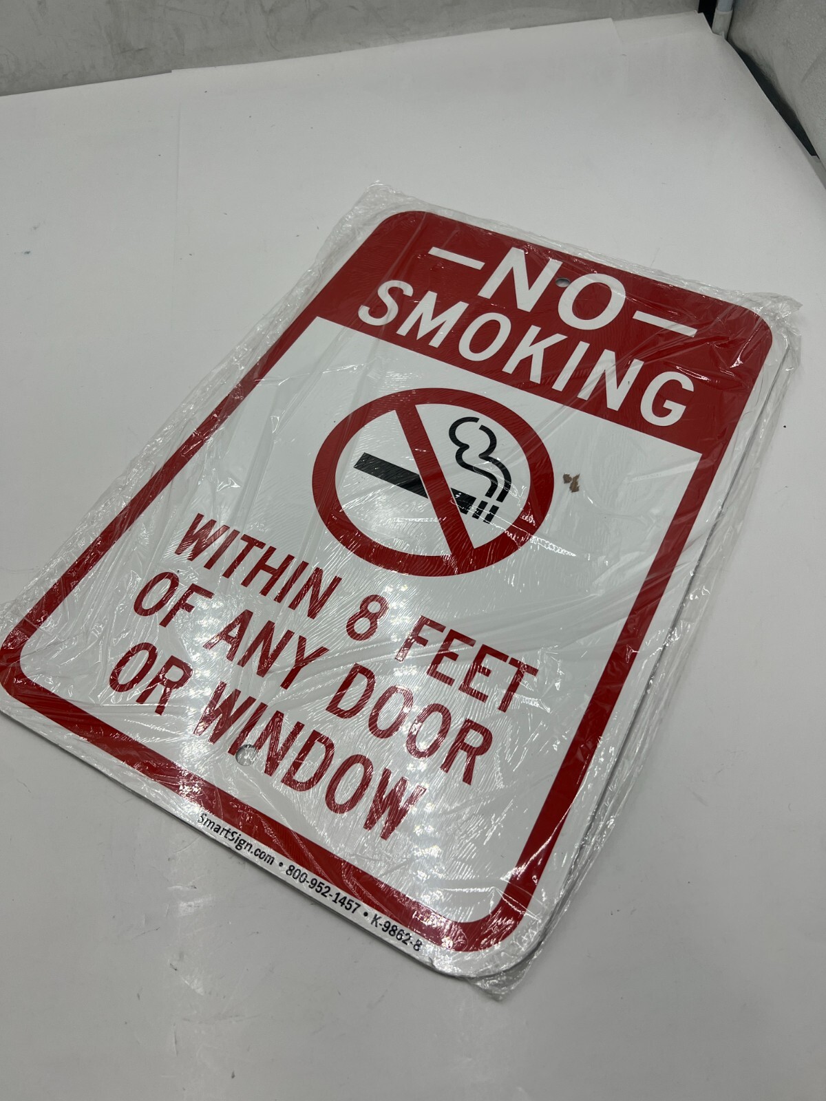 (Qty 2) SmartSign No Smoking Within 8 Feet of Any Door Or Window Sign 12×18 Inch