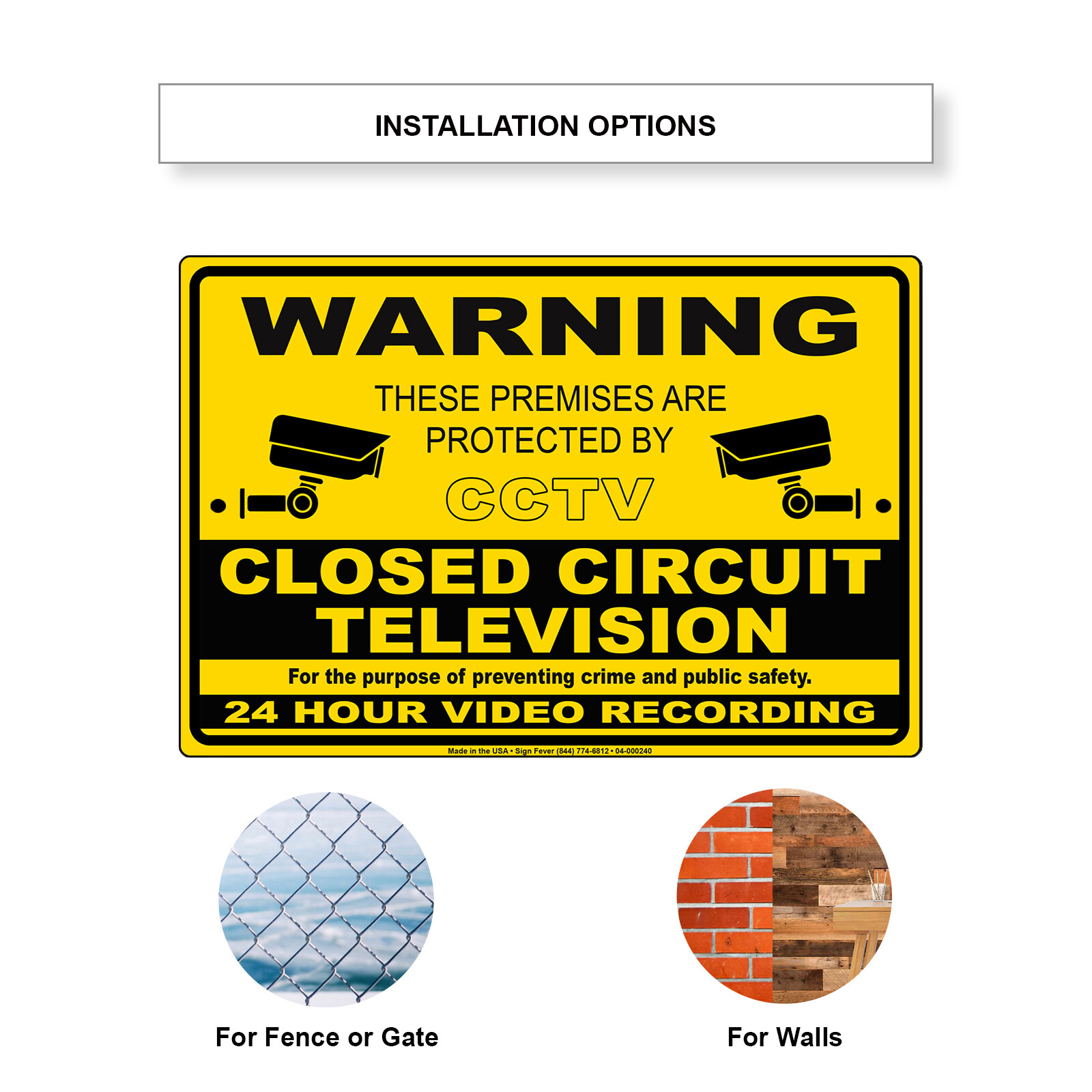 Warning These Premises Are Protected By CCTV Public Safety Aluminum Metal Sign