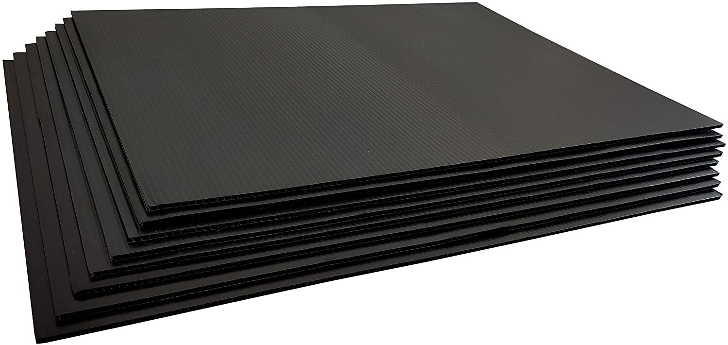 100 Blank Signs 24&Prime; x 18&Prime; x4 mm Black corrugated plastic, bundles of 100 pieces