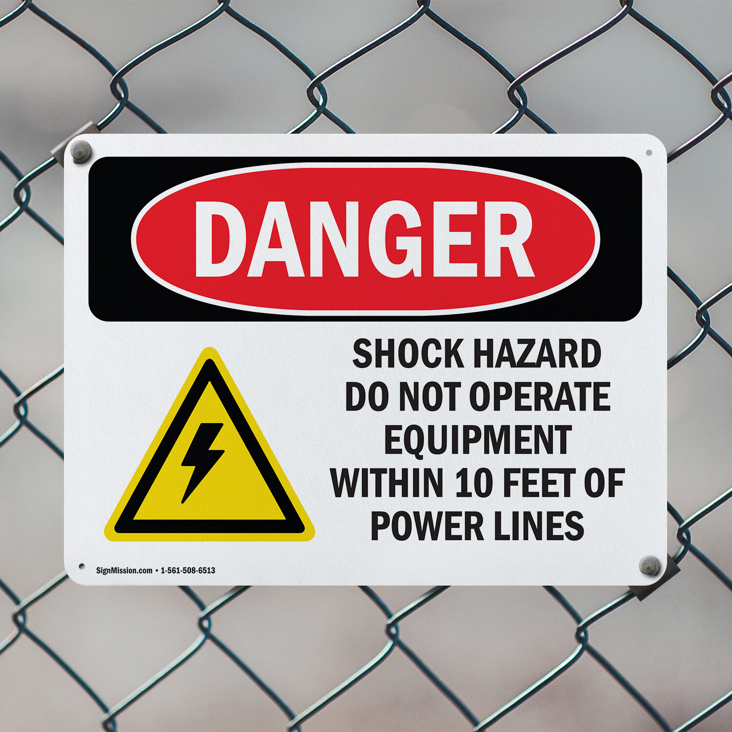 (2 Pack) Shock Hazard Do Not Operate Within 10 Feet OSHA Danger Sign Decal Metal