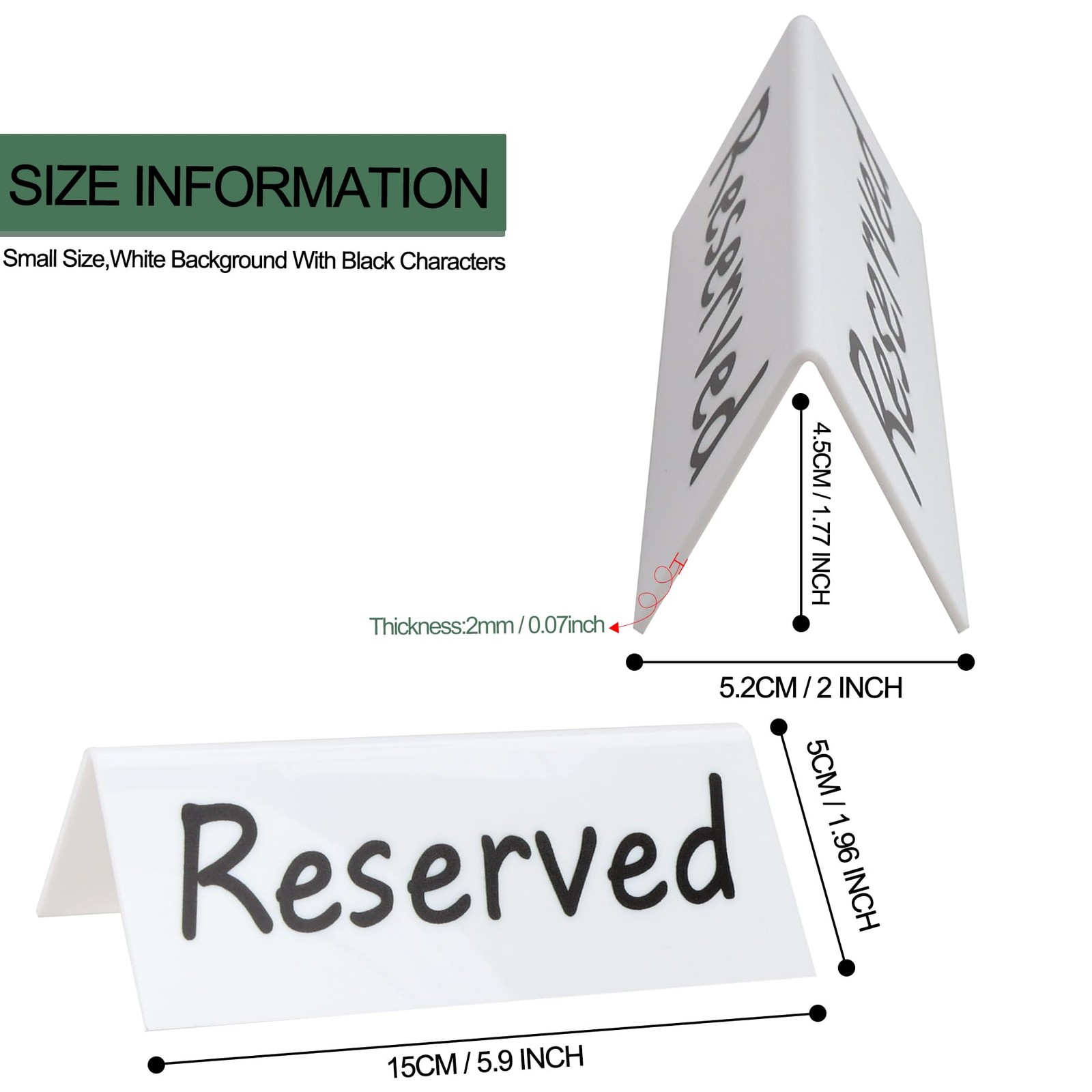 Acrylic Reserved Table Signs Wedding Party Restaurant Double Sided 6 PCS