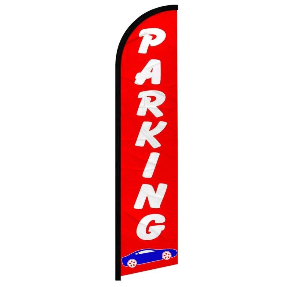 Parking (Red) Windless Full Sleeve Advertising Public Parking Banner Flag