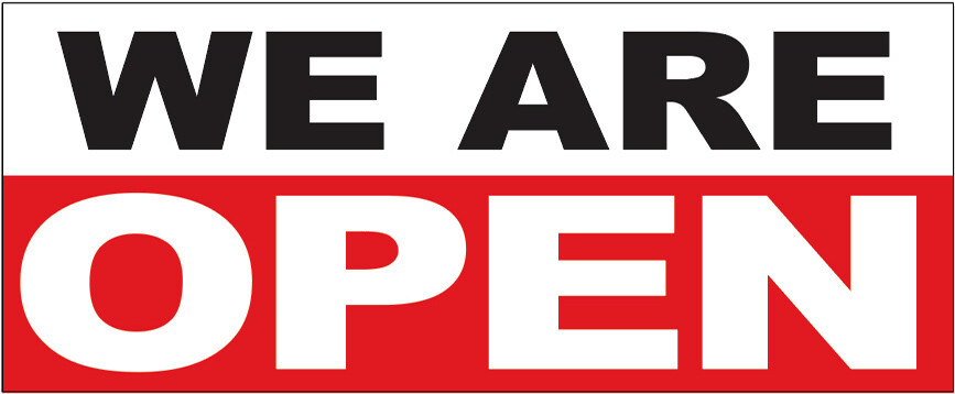 WE ARE OPEN Vinyl Banner Sign 2×6 ft – wrb