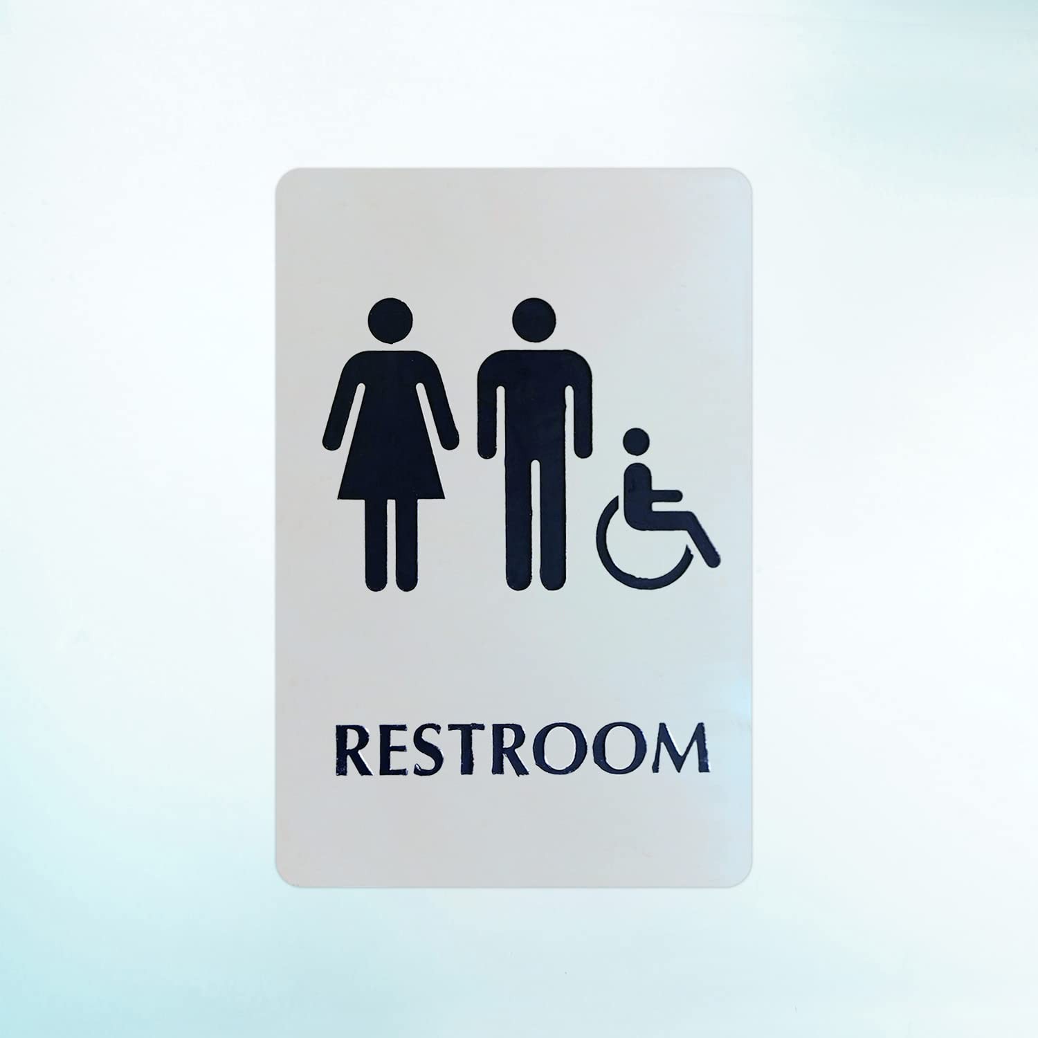 6×9 Inch Unisex Restroom Sign Stainless Steel Metal Engraved Wall Mount