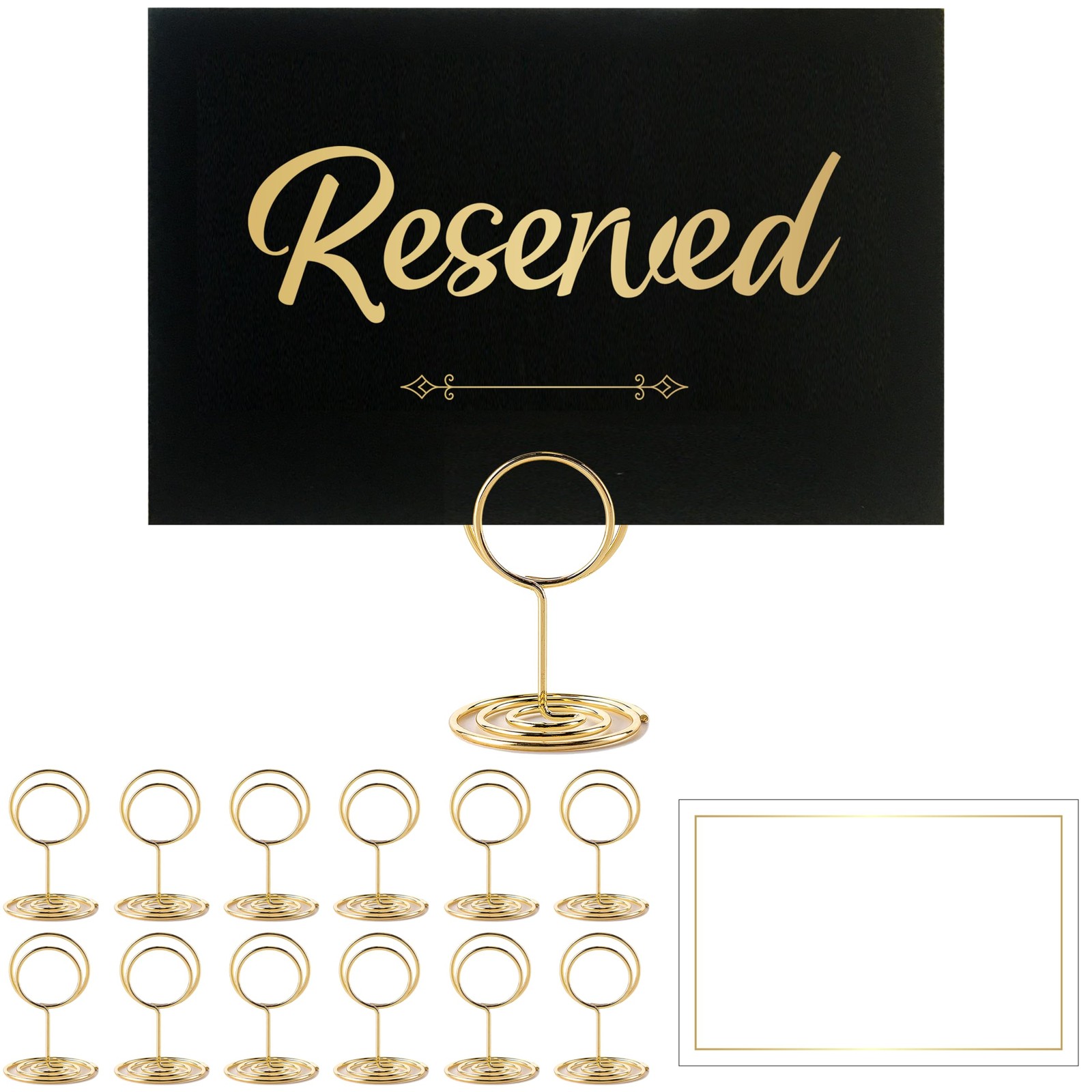 12 PCS Gold Foil Reserved Signs With Stand Seating Signs Wedding Black