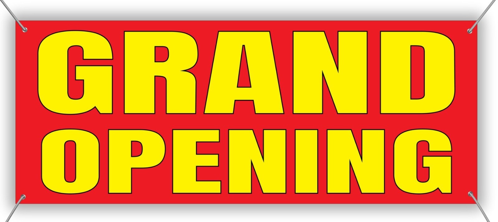 Grand Opening Banner Red Yellow Canvas 48×20 Inches 4 Corner Grommets Durable