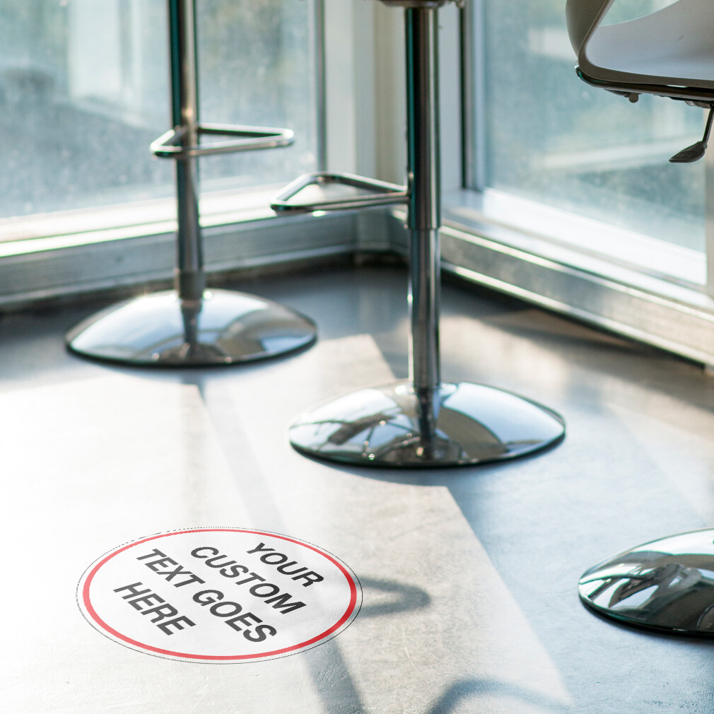 Signs Floor Decals Your Custom Text Goes Here Black Anti-Slip Round Shape B