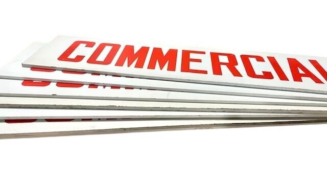 Vintage COMMERCIAL Real Estate Advertising Wood Sign 24×6 2-Sided Large Rider