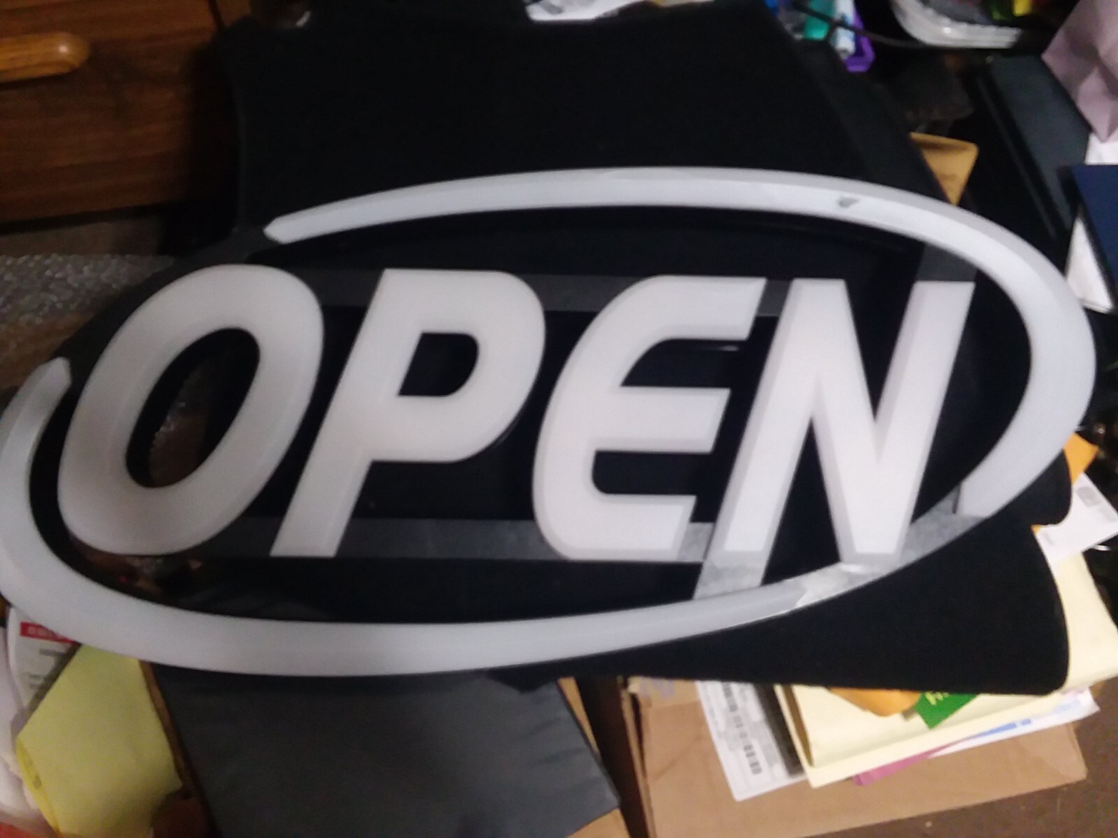 NEW Green Light Spectrum Typhoon Open Sign 64 LED Color Combinations Cracked