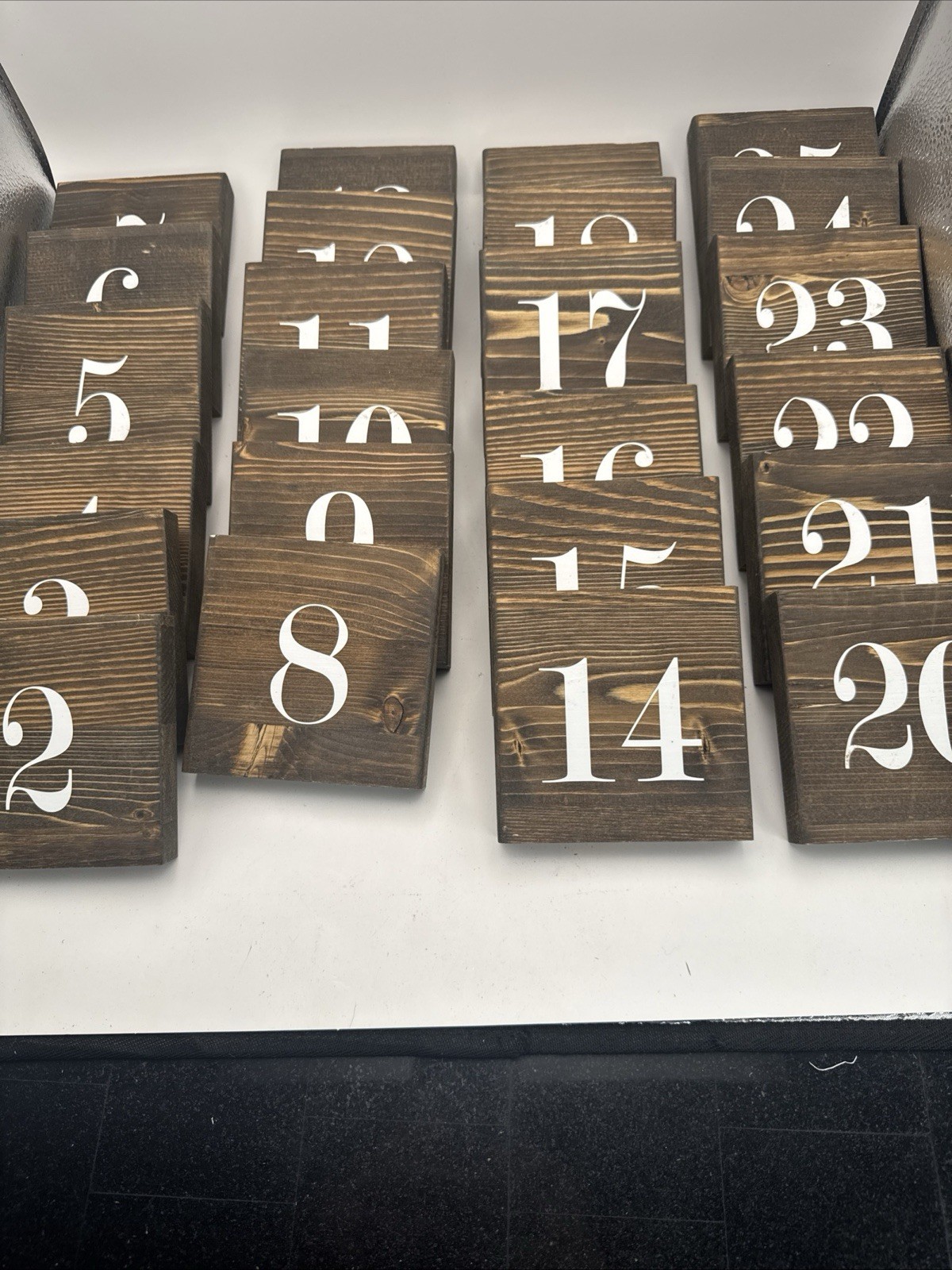 24 Pieces Rustic Wooden Table Numbers 1-12 Double Sided Numbered 4”x4”