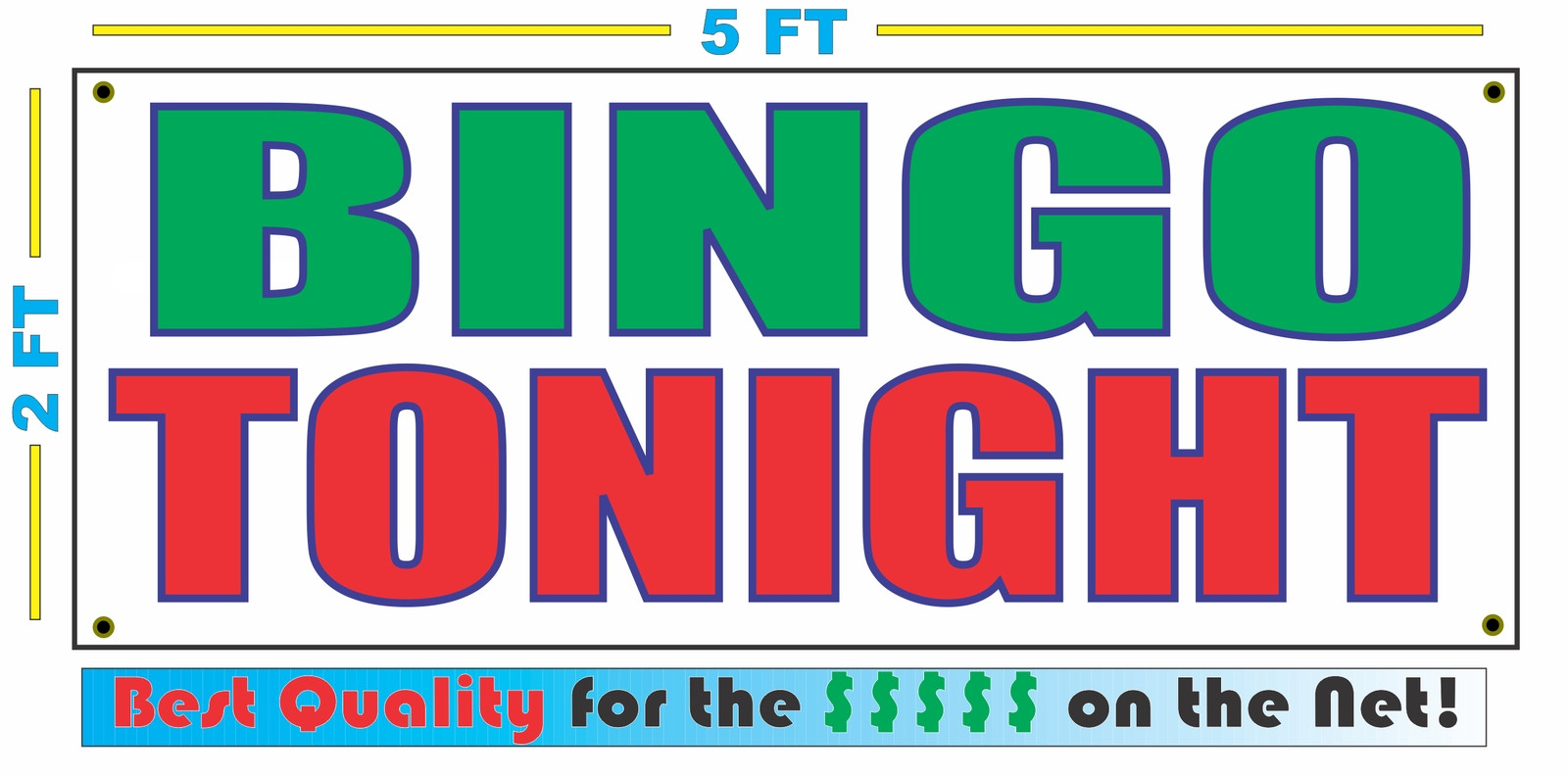 BINGO TONIGHT Full Color Banner Sign NEW Larger Size for Church Parlor Night