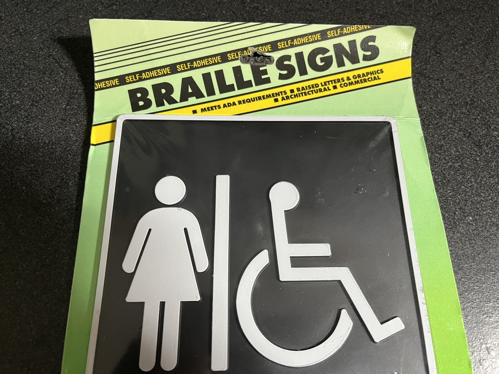 Braille Handicap Women Restroom Sign Hy-Ko Products 6×9 Self Adhesive USA NEW