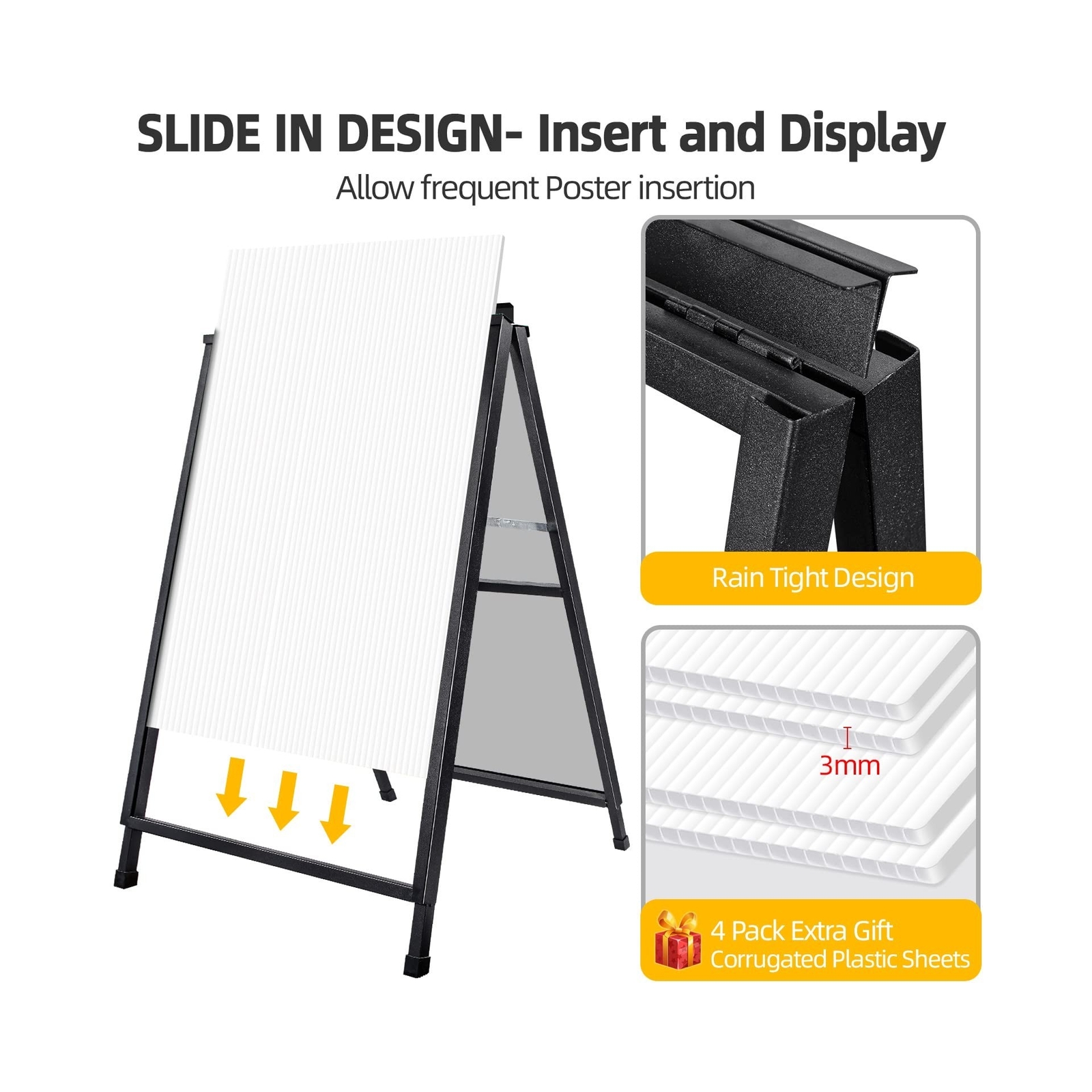 2 Pack Heavy Duty A-Frame Sidewalk Sign 24 x 36 Inch, Portable Double-Sided S…