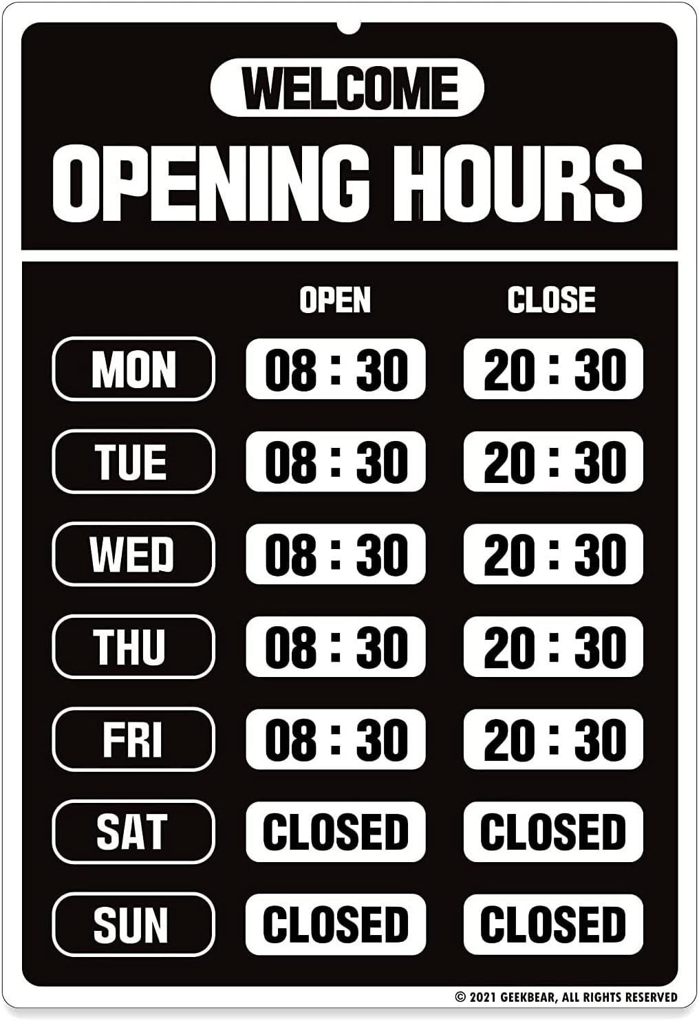 Weatherproof Colorful Business Hours Sign – Customizable & Durable 7.9&Prime; x 11.9&Prime;
