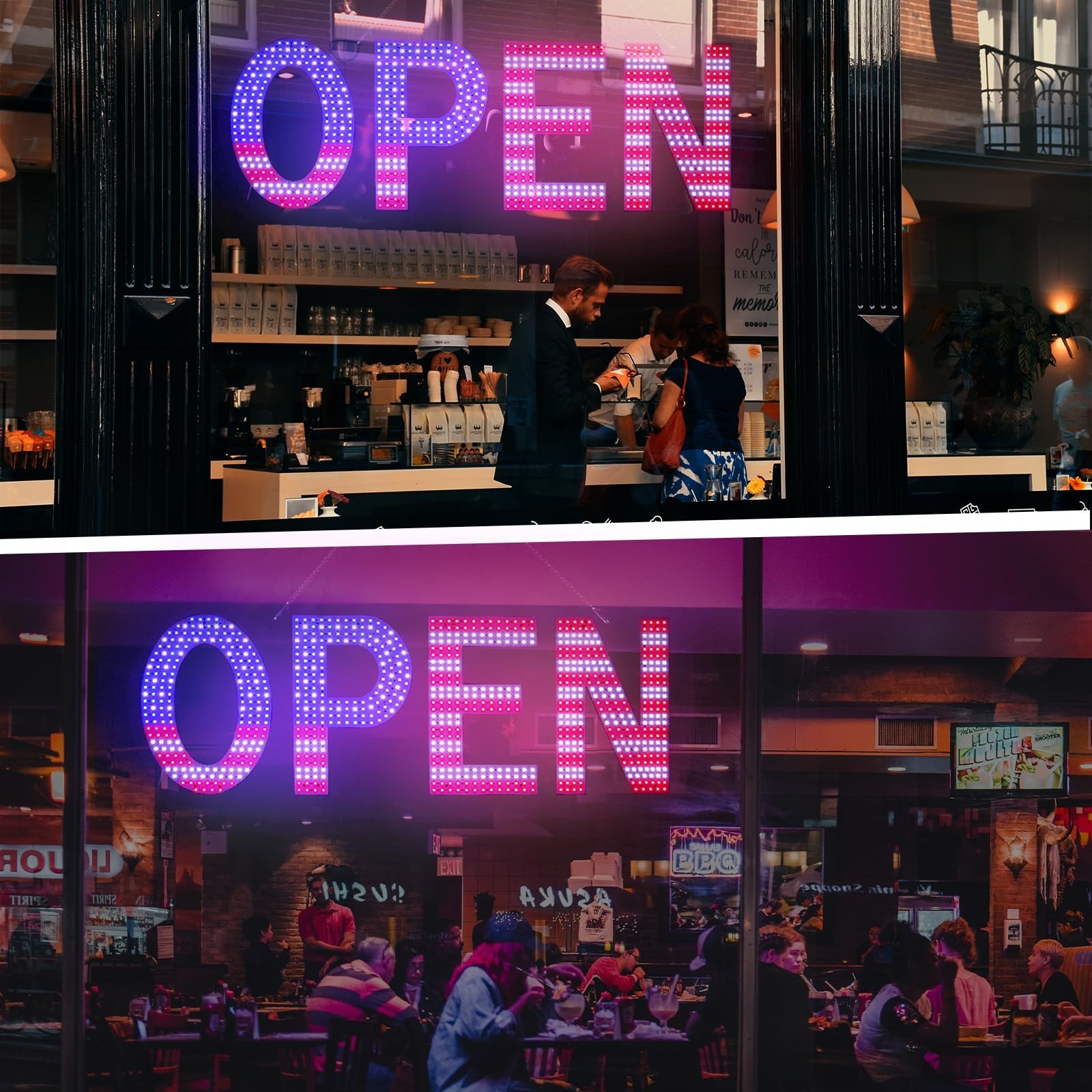 Large LED Open Sign for Business – 40&Prime;x14&Prime; Ultra Bright Light Up Display, 3 Mode