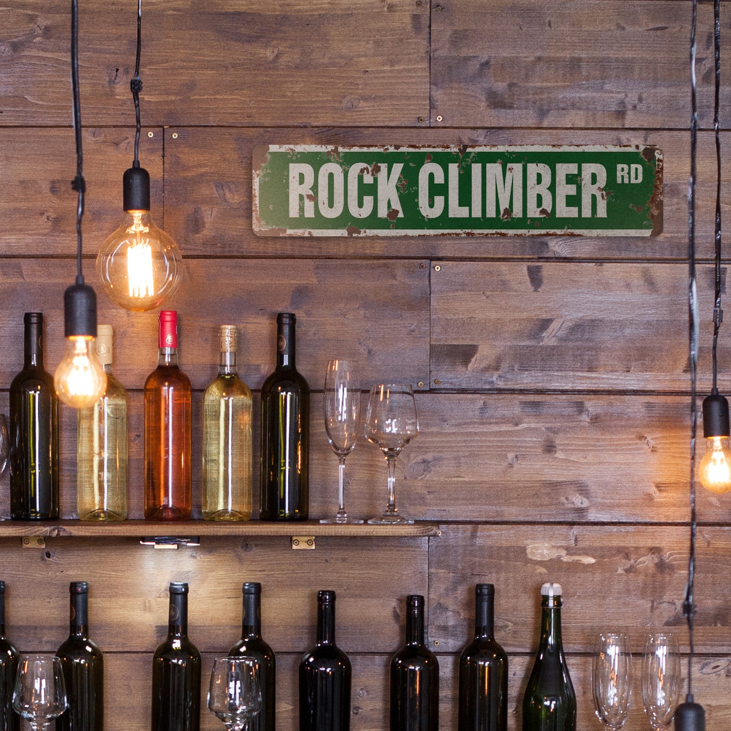 ROCK CLIMBER Vintage Style Street Sign climbing holds harness mountain hill