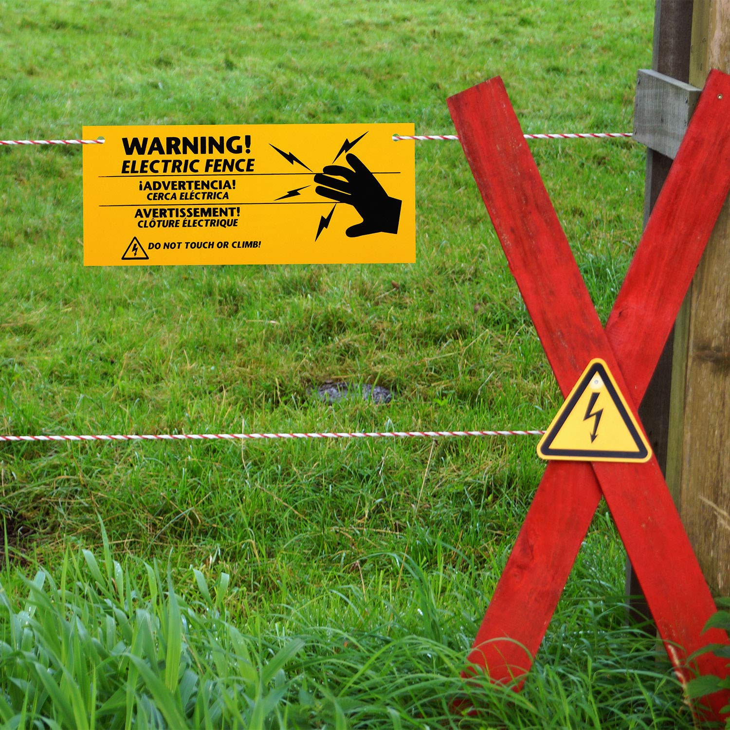 24 Pieces Electric Fence Warning Signs 10 X 4 Inch Plastic Danger Electric Fence