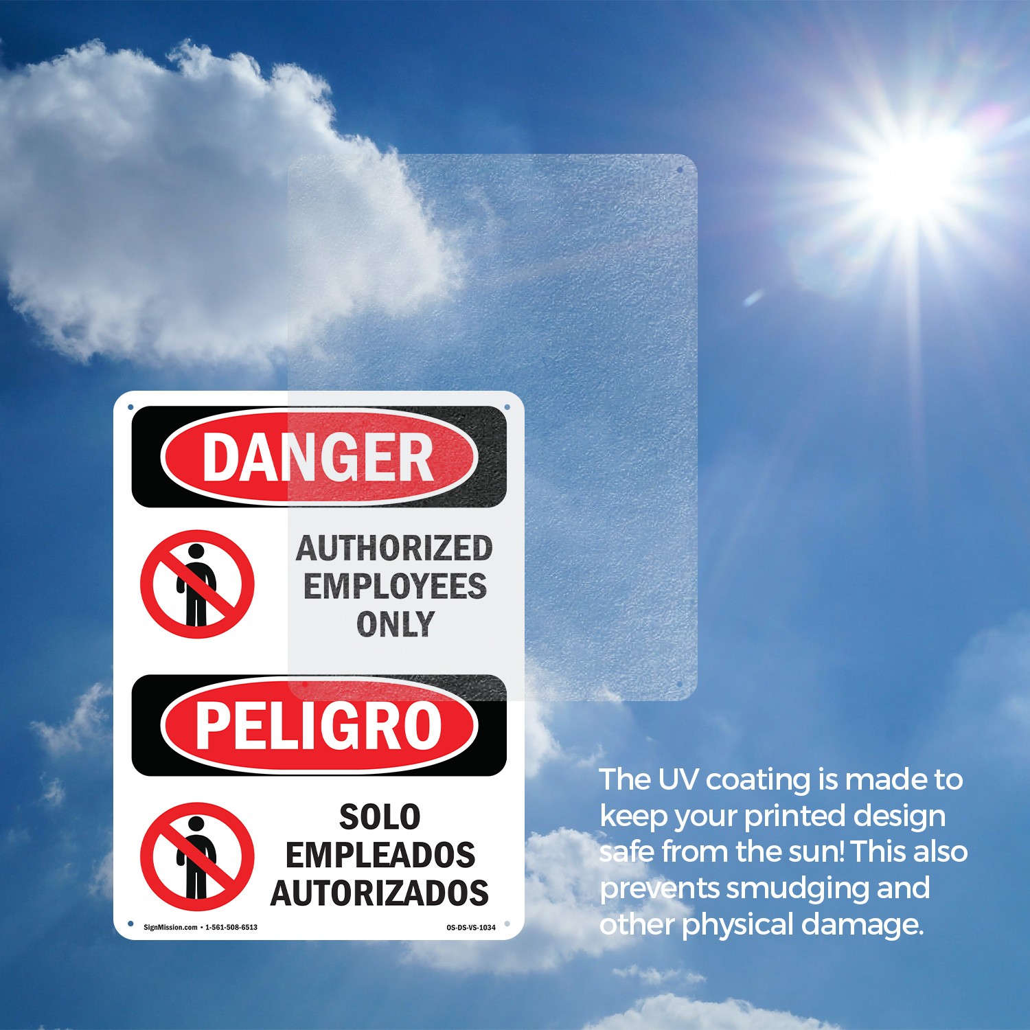 Authorized Employees Only Bilingual OSHA Danger Sign Or Decal – 5 or 10 Pack