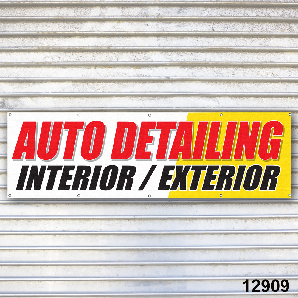 Auto Detailing Interior Exterior Banner Sign Auto Repair Tire Dealer Service Bay