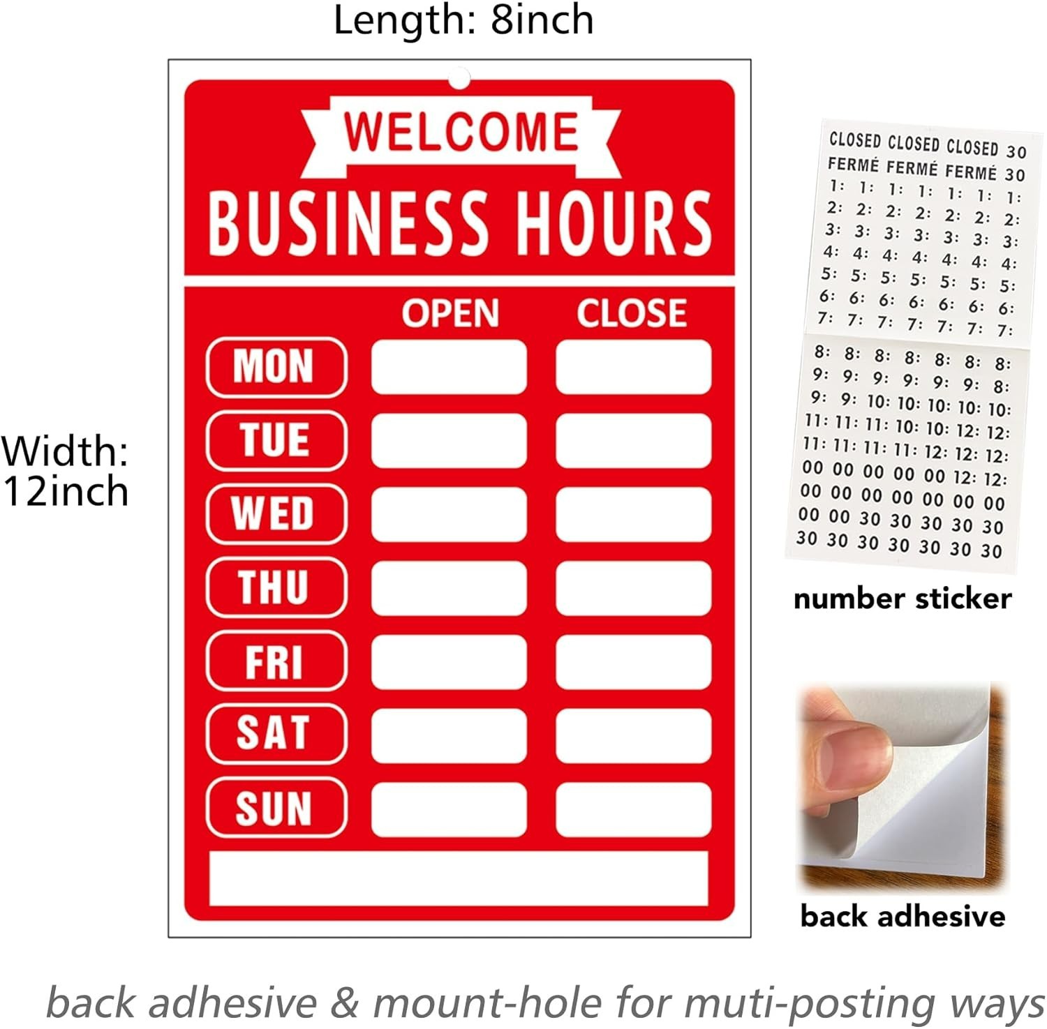 Versatile Open Closed Flip Sign Set with Business Hours – Ideal for Restaurants