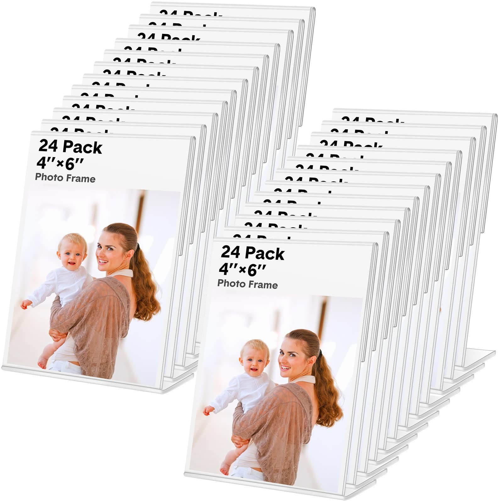 Amyhill 24 Pack Acrylic Sign Holder 4&Prime; about 15 x 10 cm/ 6 x 4 inches, clear