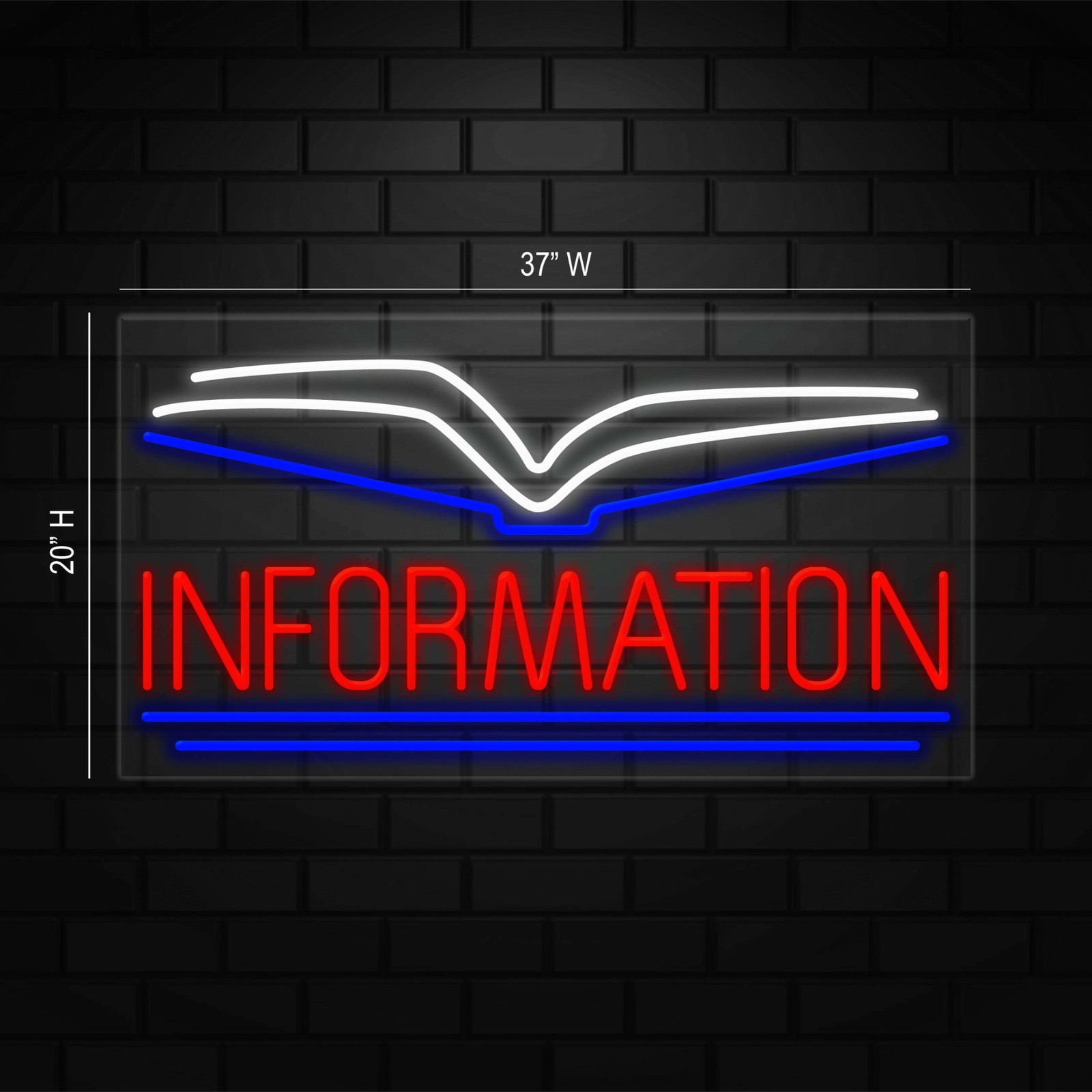 Information Neon Sign for Retail Displays | LED Flex Neon | 37&Prime;W x 20&Prime;H x 1&Prime;D