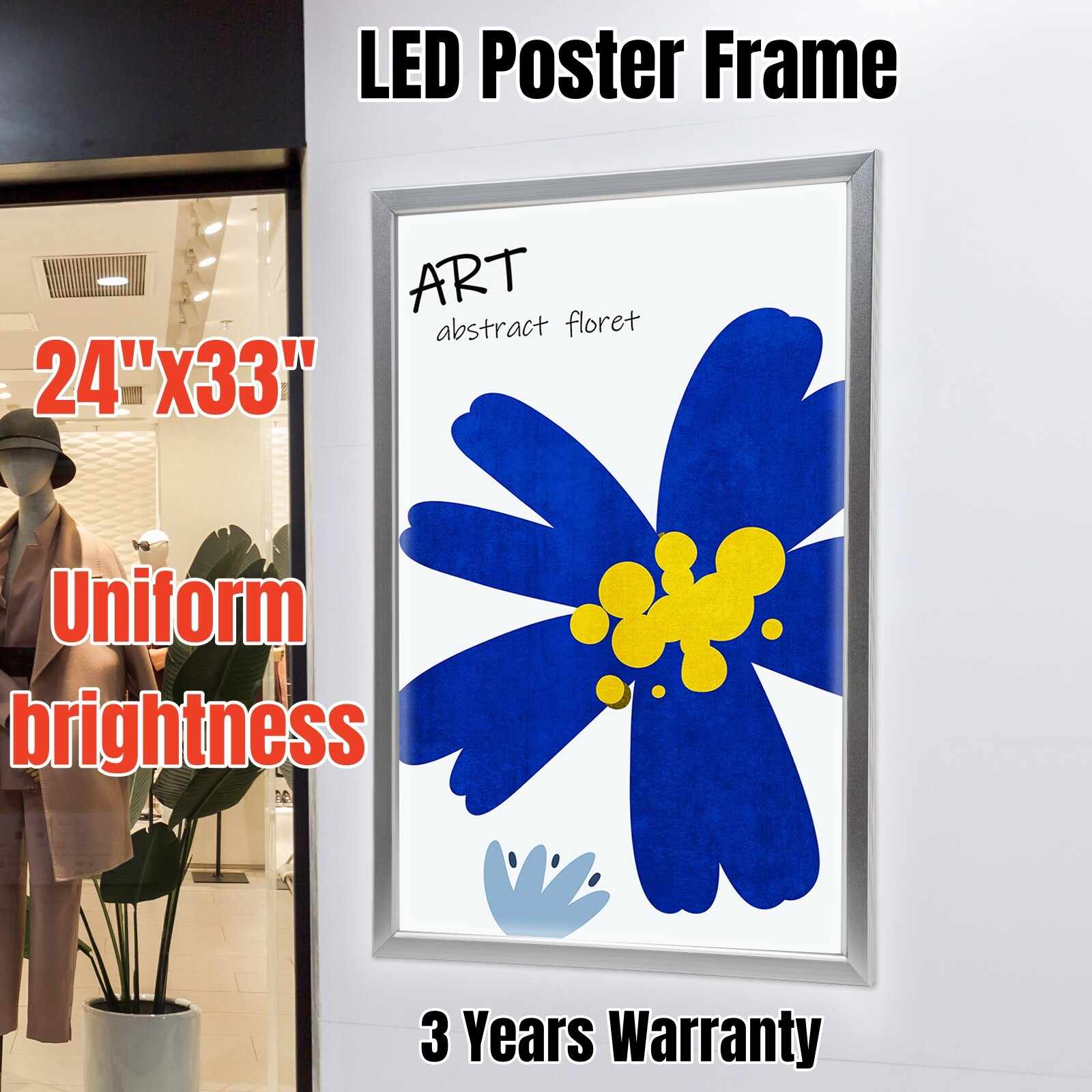 24&Prime;x33&Prime;/24&Prime;X36&Prime;, 27&Prime; x 40&Prime; LED Backlit Movie Poster Art Picture Frame Light Box