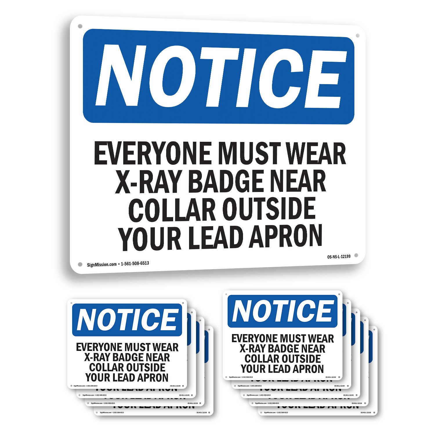 Everyone Must Wear X OSHA Notice Sign Metal, Plastic, Or Decal – 5 or 10 Pack