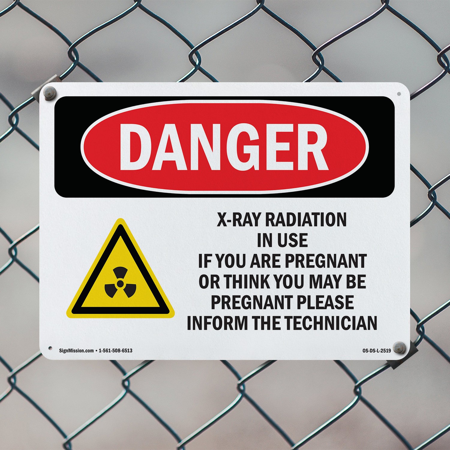 X-Ray Radiation In Use If You OSHA Danger Sign Metal Plastic, Decal 5 or 10 Pack
