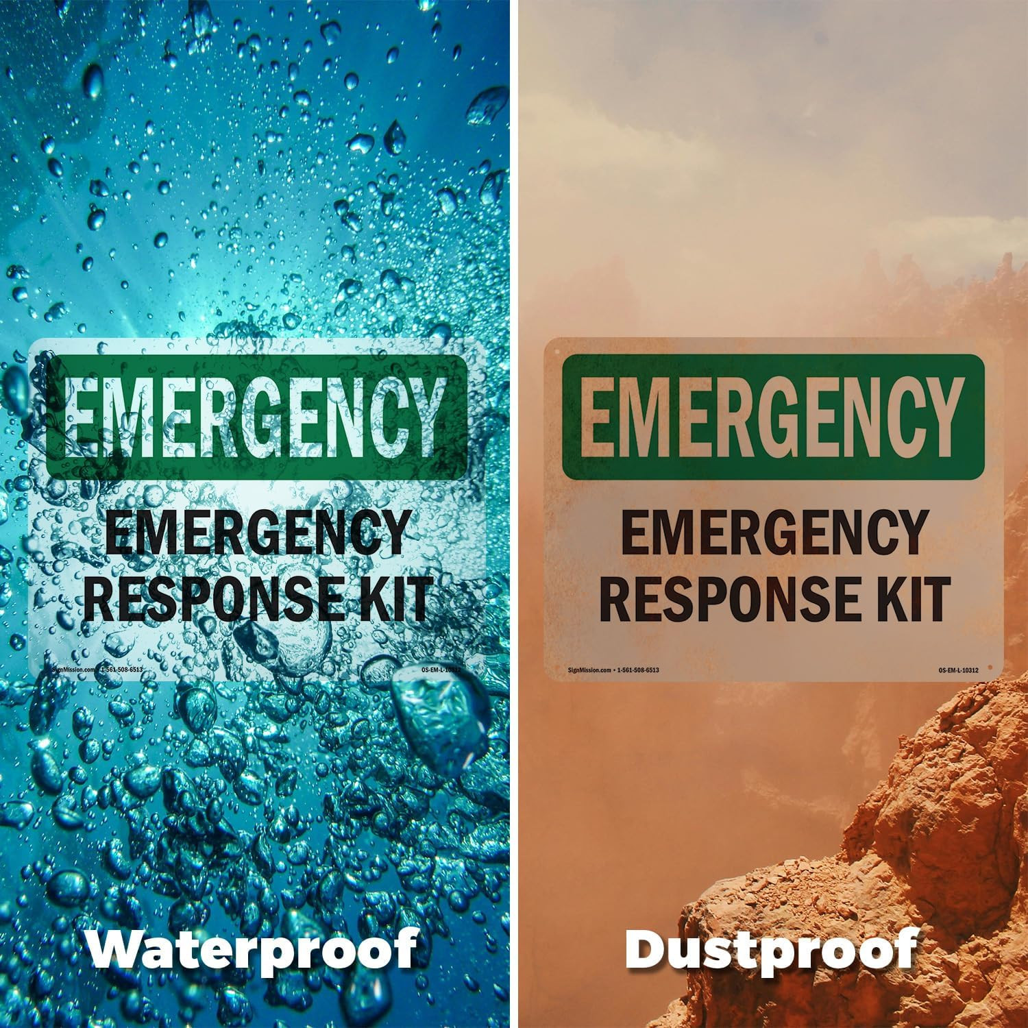 Response Kit OSHA Emergency Rigid Plastic Sign 18 Inch X 12 Inch – 10 Pack