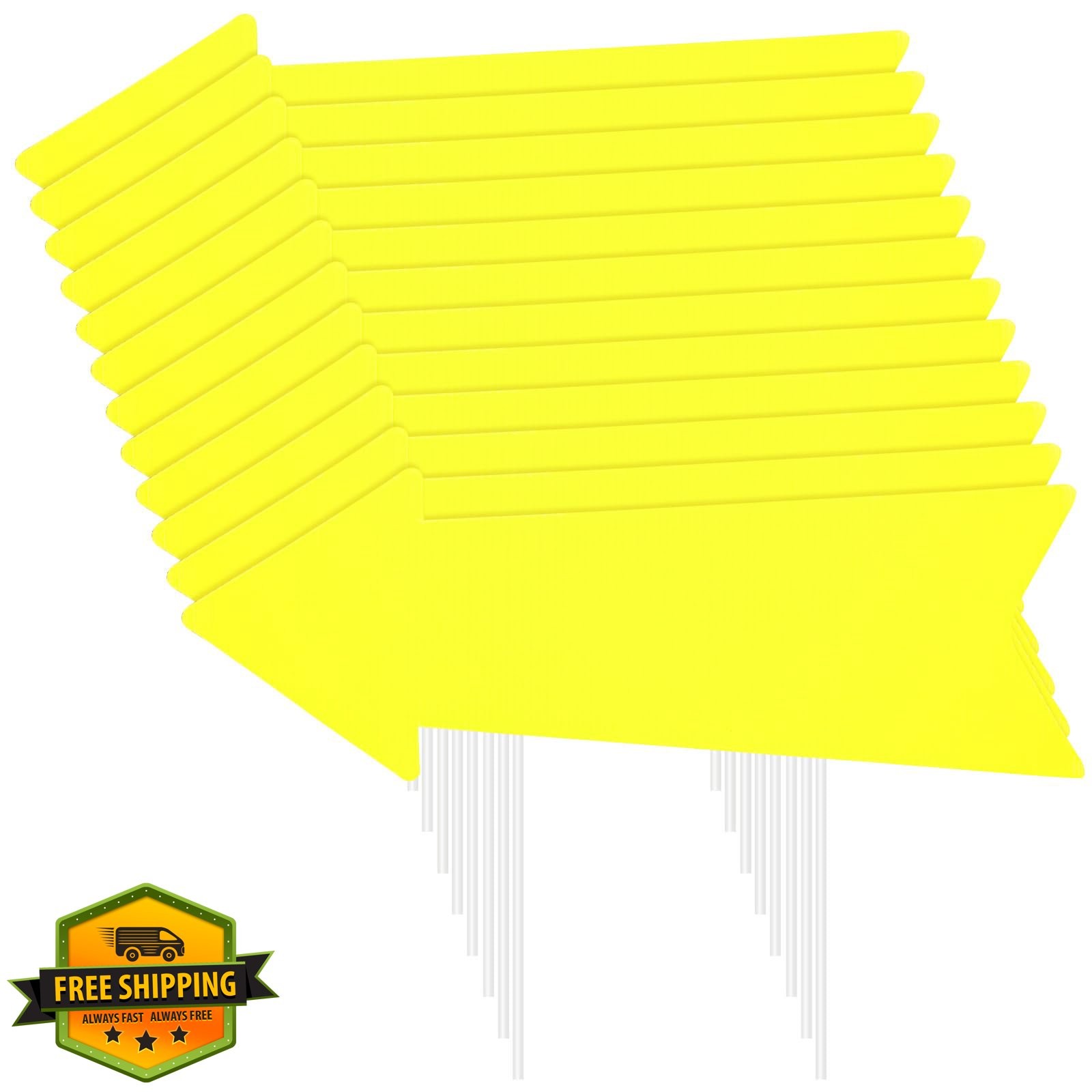 Barydat 12 Pcs Yellow Arrow Yard Signs 17 x 6&Prime;