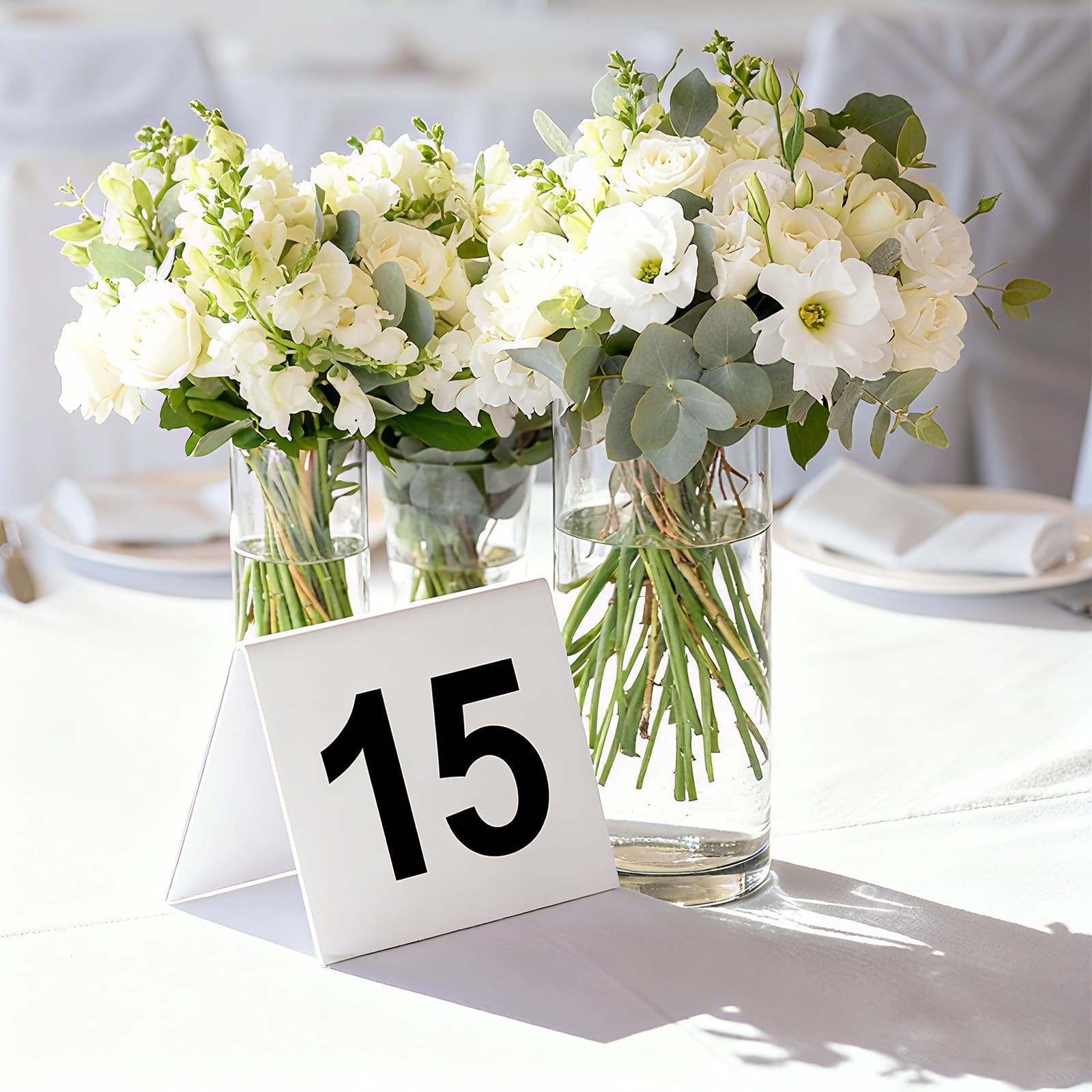 30 Pack Restaurant Table Numbers Double Side Acrylic Tent White 3.4×2.2 Inch