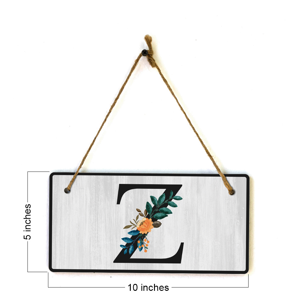 Z Flower Decor 5×10 Hanging Wall or Door Sign | Alphabet Letter Room Decoration