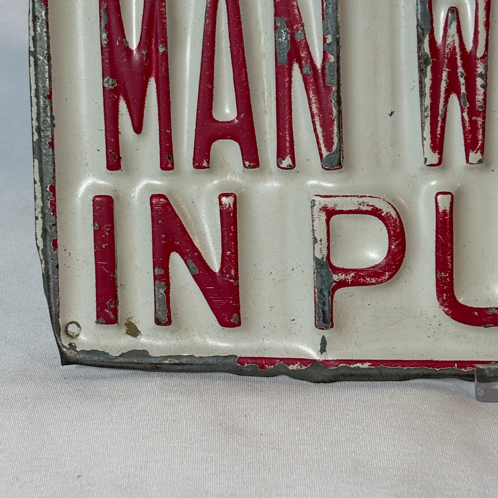 Embossed Steel DO NOT START MAN WORKING IN PULPER Sign Industrial Paper Plant