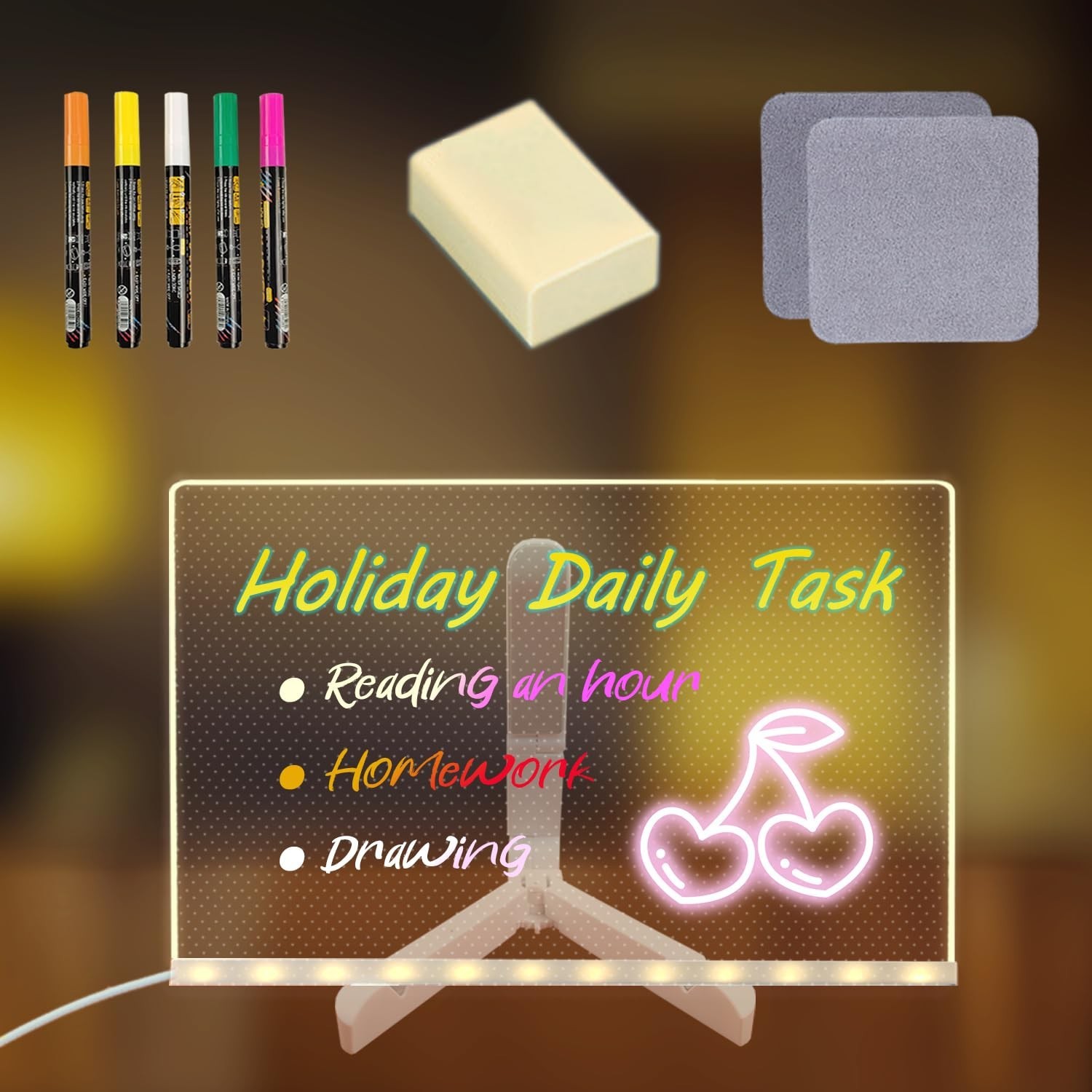 Acrylic Dry Erase Board with Light Up Acrylic Message Board Large, Acrylic Bi…