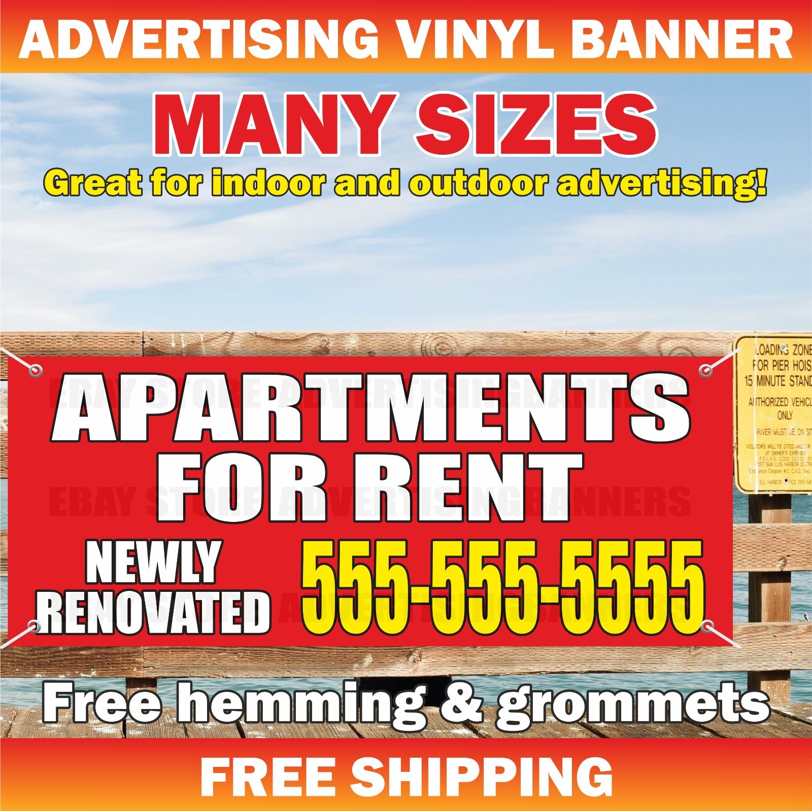 APARTMENTS FOR RENT NEWLY RENOVATED Advertising Banner Vinyl Mesh Sign Custom