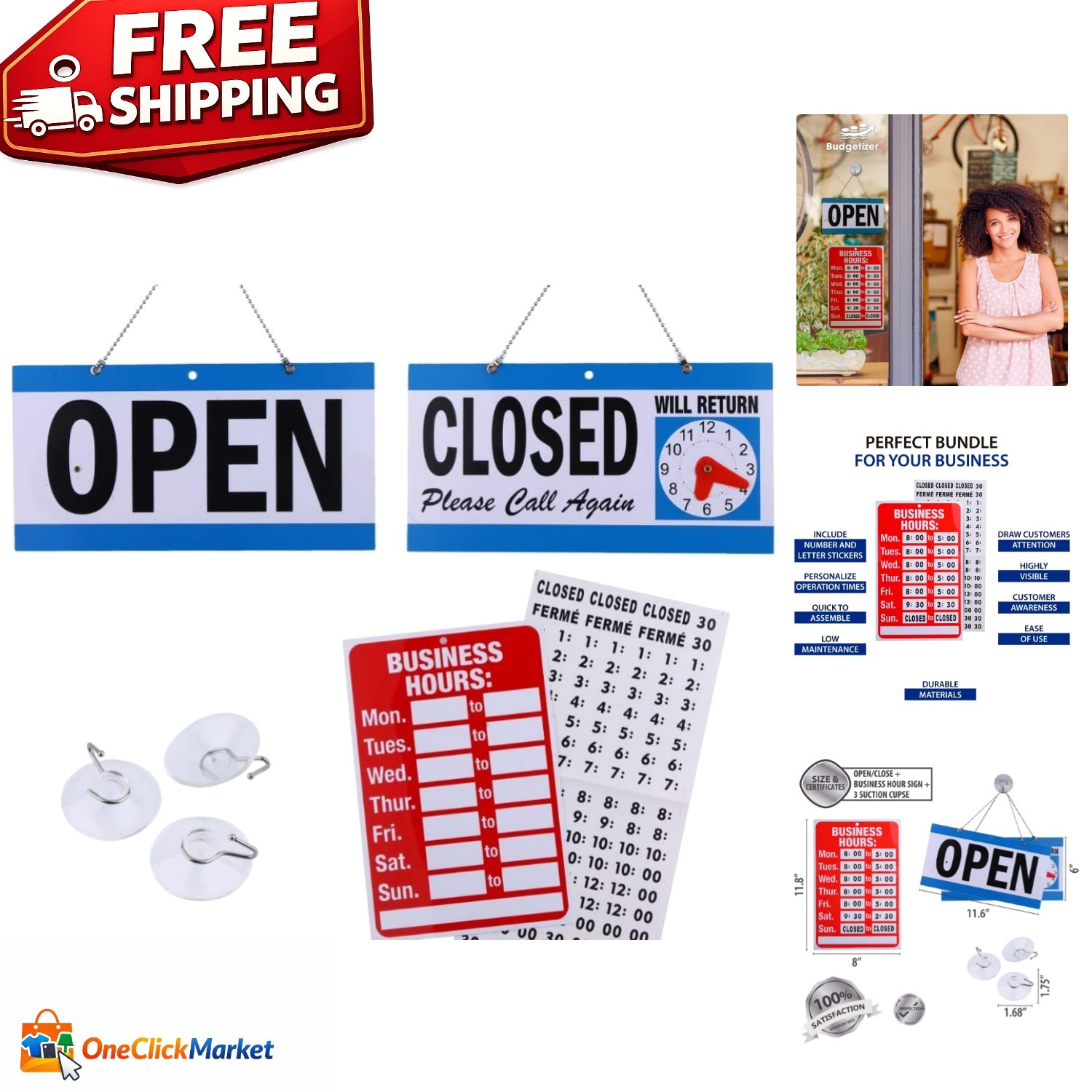 Customizable Open Closed Sign Bundle – Perfect Business Hours Communication