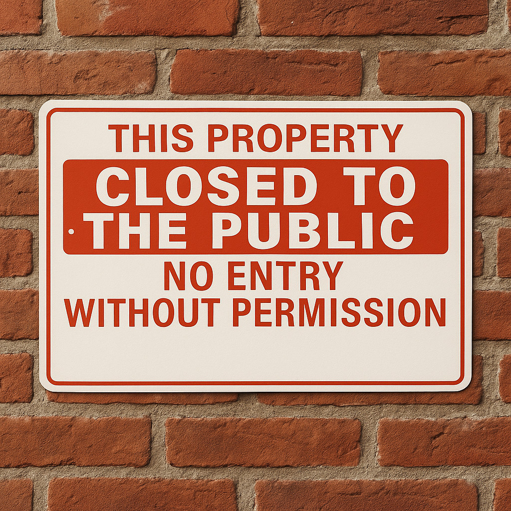 Metal Warning Sign Closed to Public No Entry Without Permission Outdoor Sign