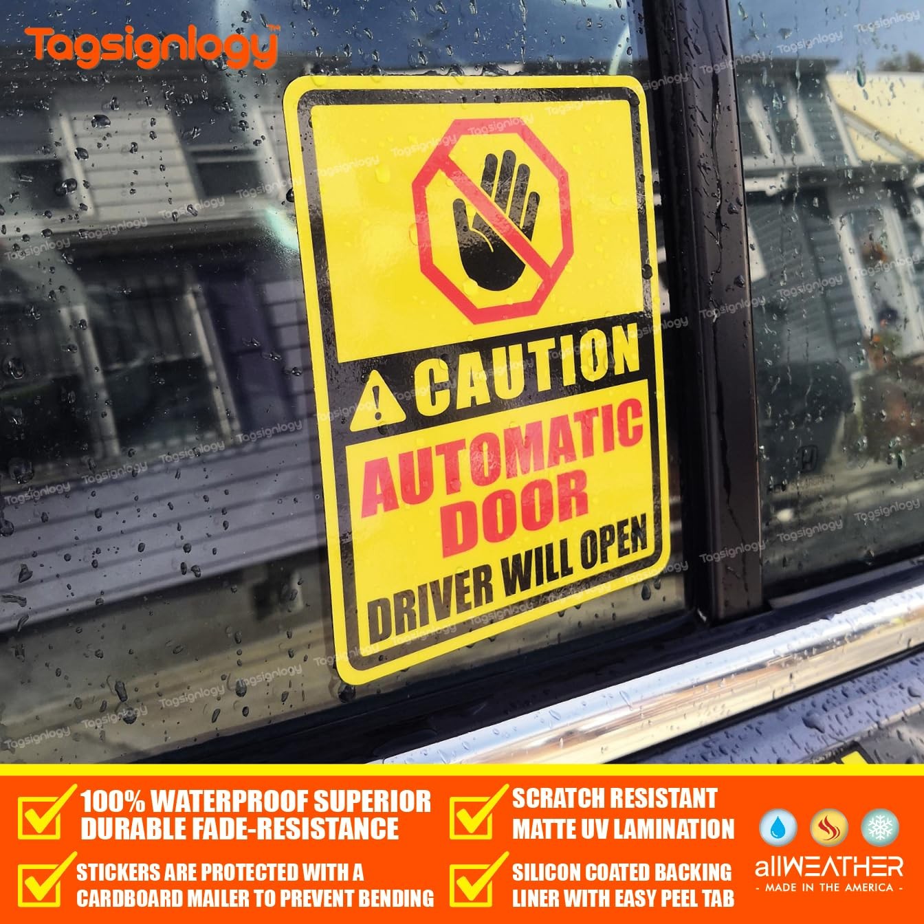 Caution Automatic Door/Driver Will Open/DO NOT Small Signage, Full Color