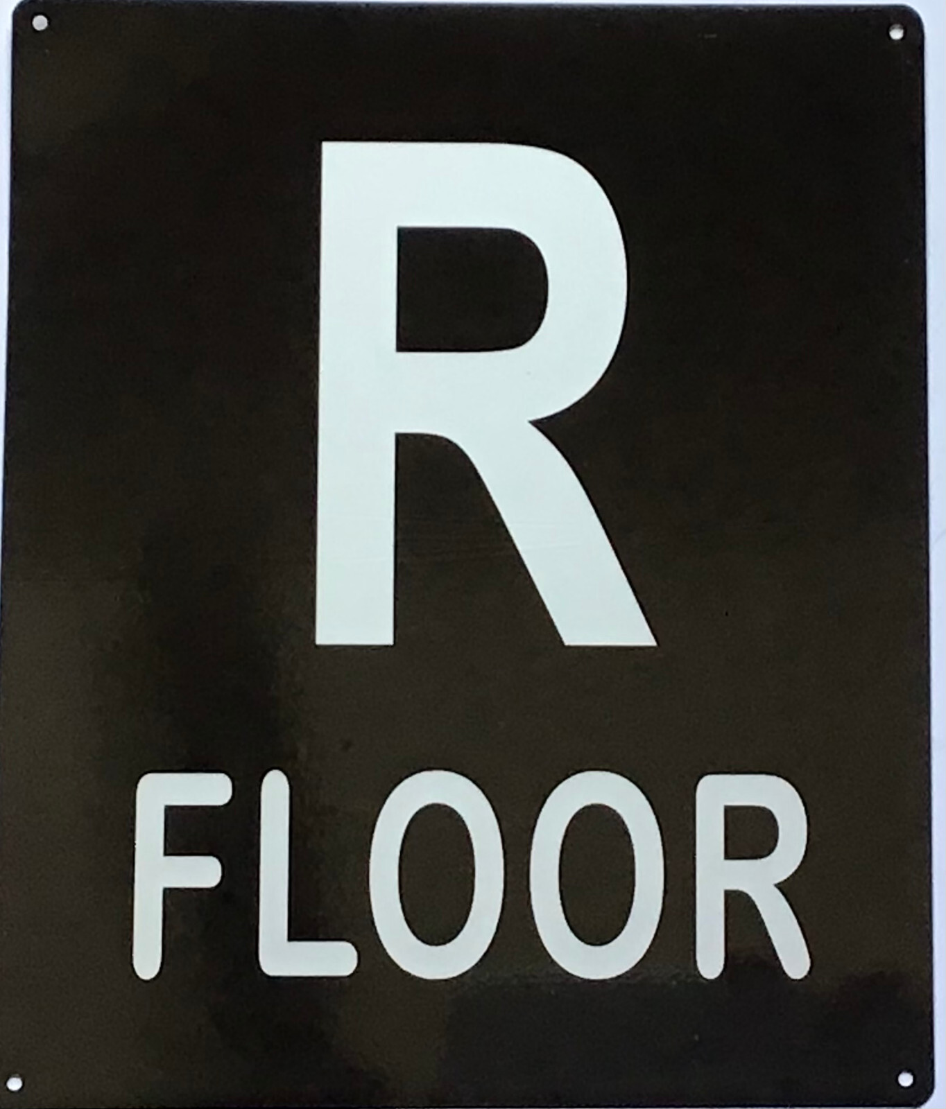 R FLOOR SIGN (10X12, Black Background, Aluminum)