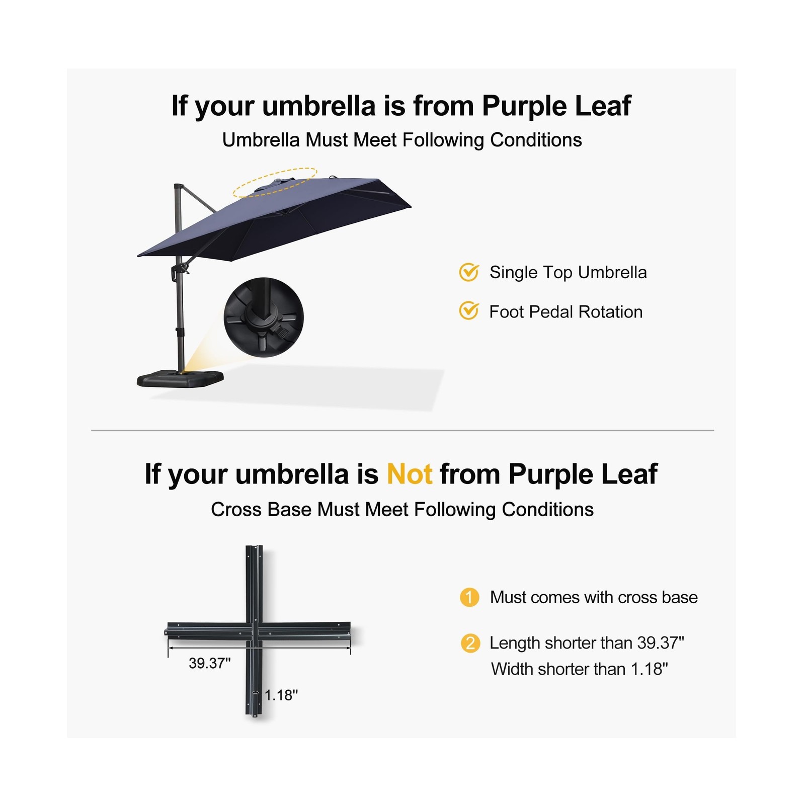 PURPLE LEAF Patio Umbrella Base SBL4090 Water &Sand Filled Weighted Base Outd…