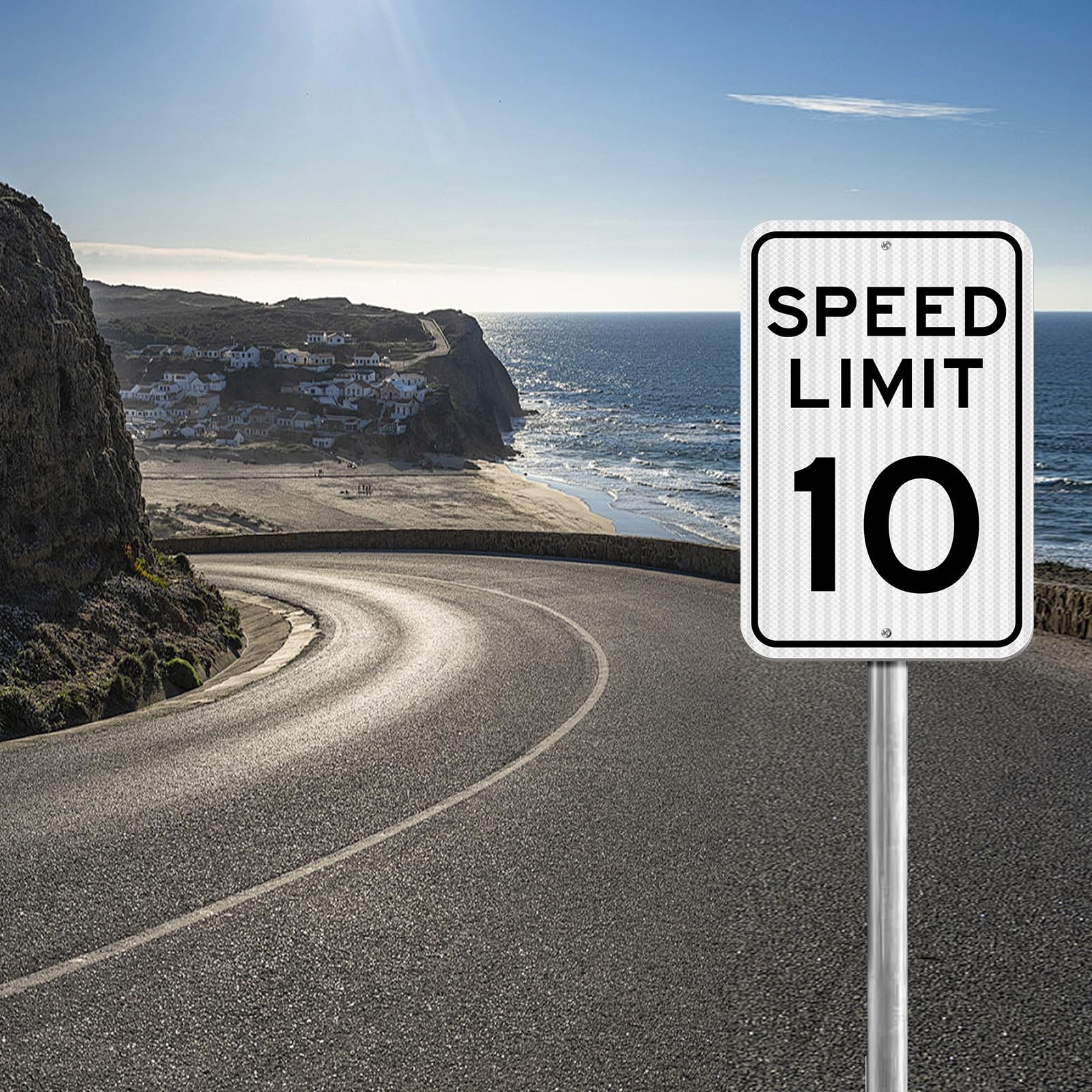 Speed ​​Limit Sign 10 MPH, Slow Down Traffic Sign, 12&Prime; x 18&Prime;, Reflective 40Mi…