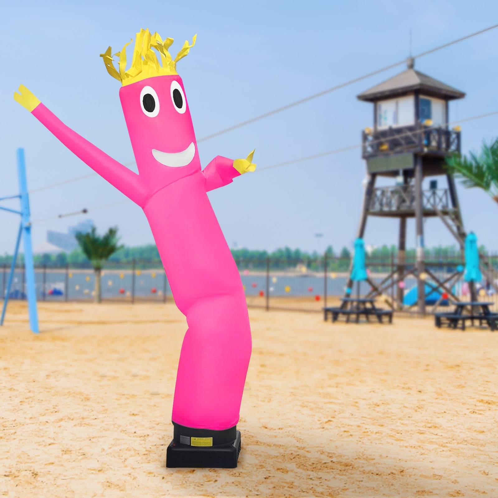 10ft Advertising Inflatable Tube Men, Waving Inflatable Tube Guy Pink