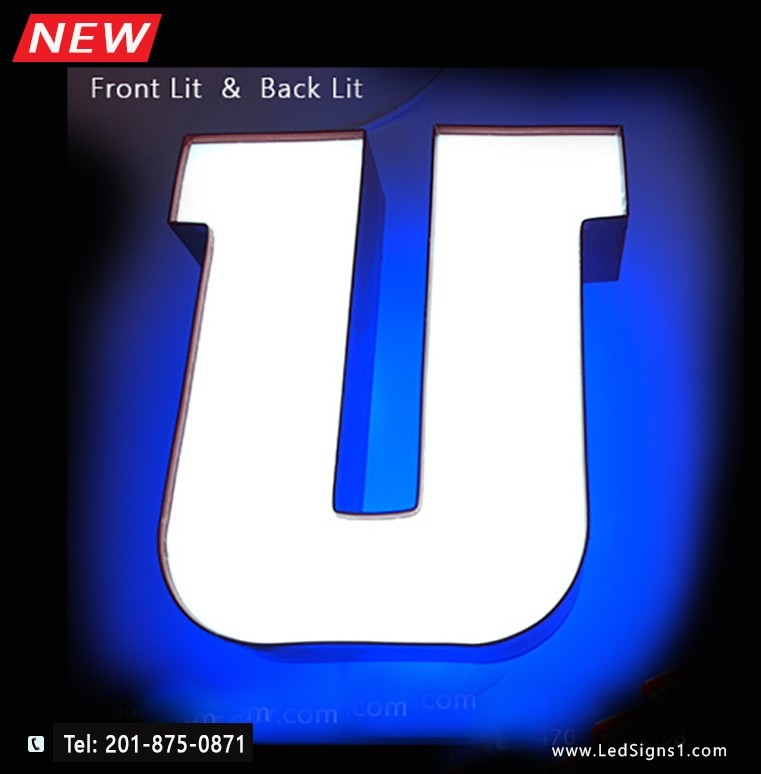 Custom Channel Letters Led Front-Lit and Back-Lit 20 Inches -Read Description
