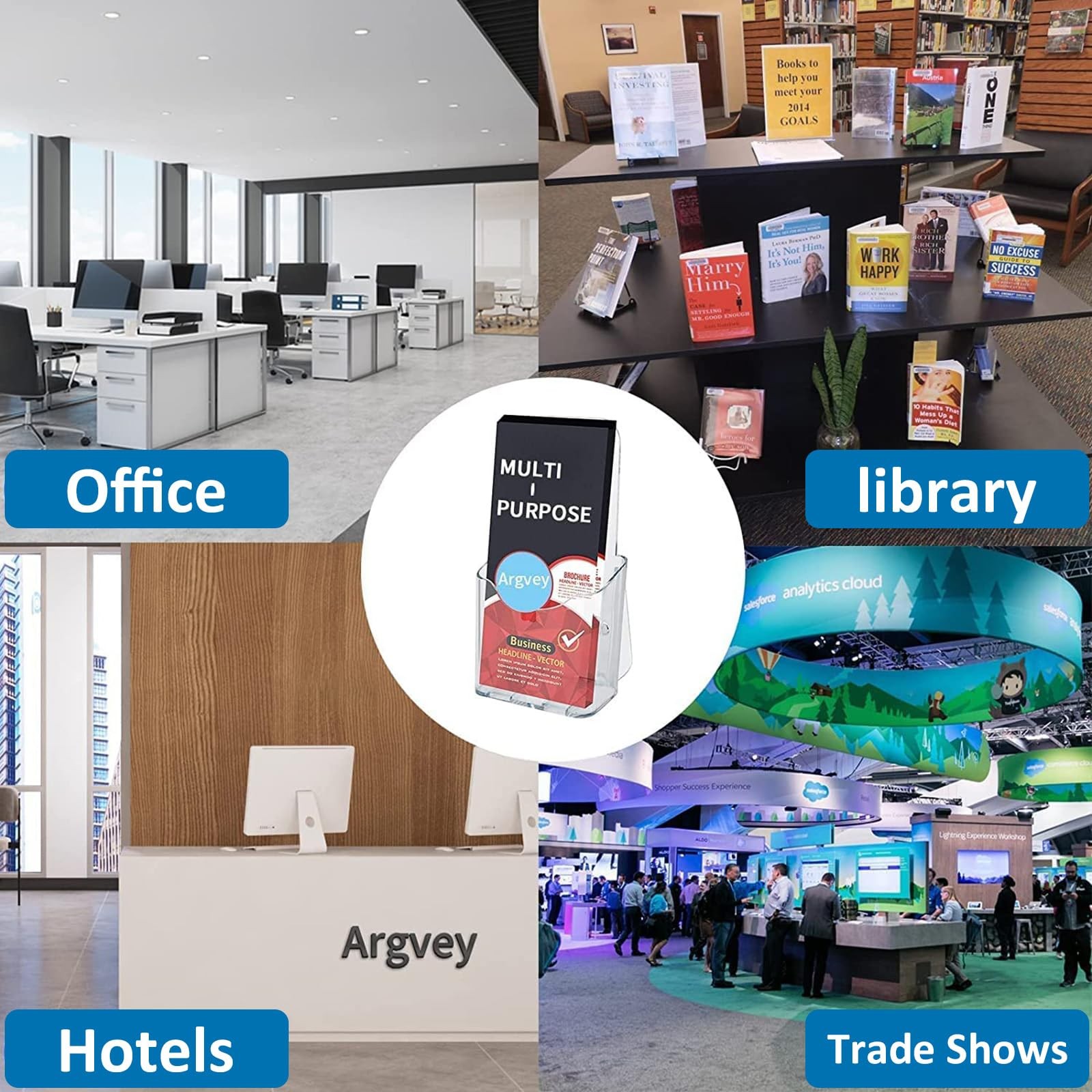 Argvey Acrylic Brochure Holder 4×9 Inch, Clear Pamphlet Display clear