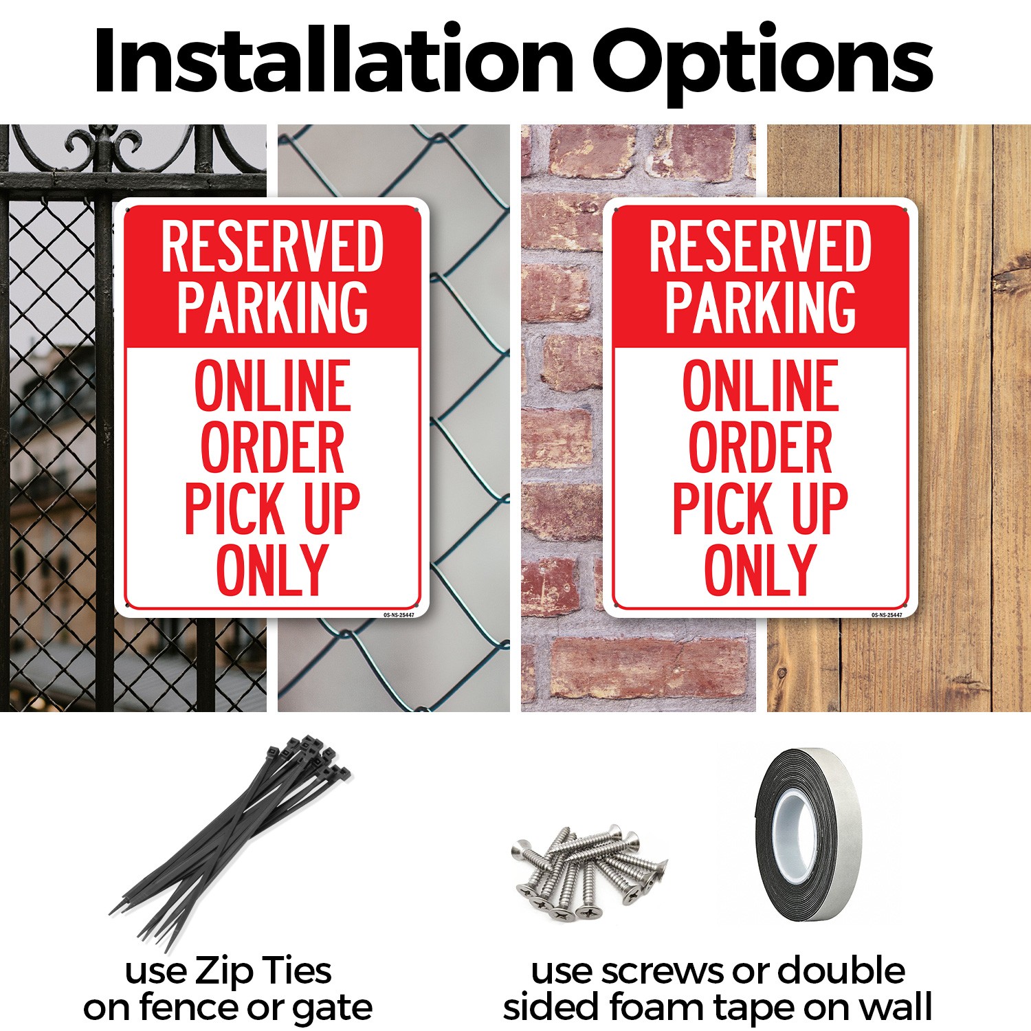 Reserved Parking Online Order Pick Up Only Public Safety Sign, Decal 5/10 Pack