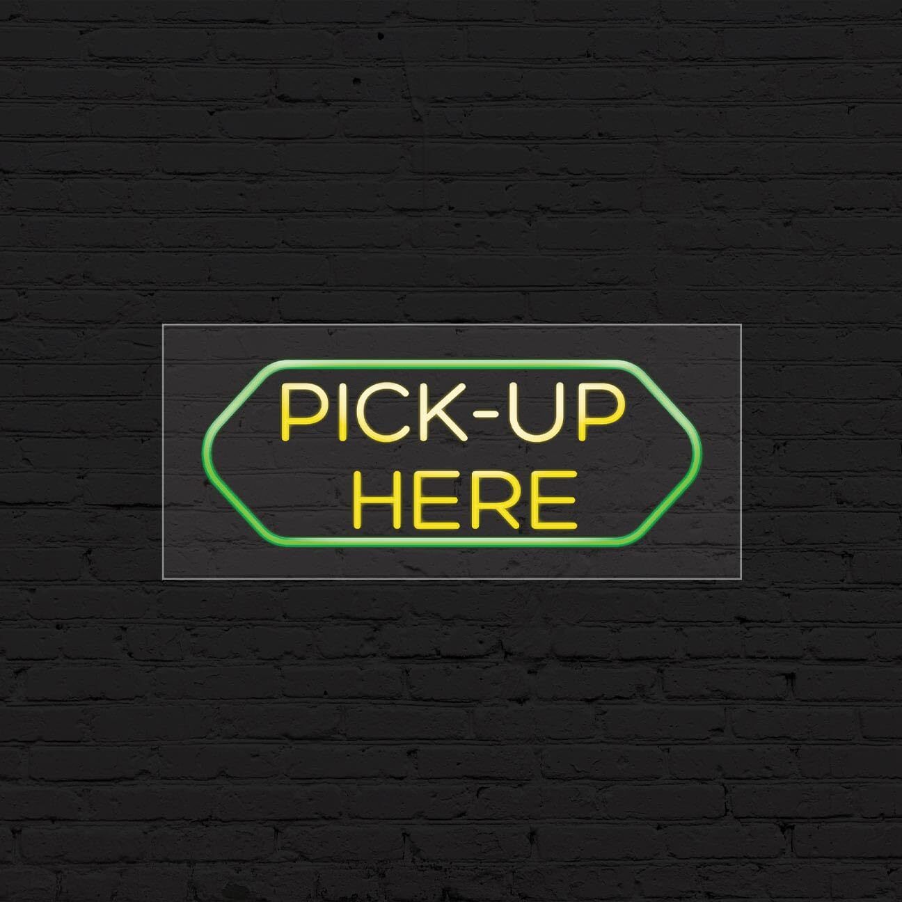Pick-Up Here Sign for Business Displays | LED Flex Neon | 32&Prime;W x 13&Prime;H x 1&Prime;D