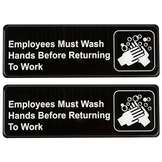 Employees Must Wash Hands Before Returning to Work Sign Pack of 2 9×3 Inches