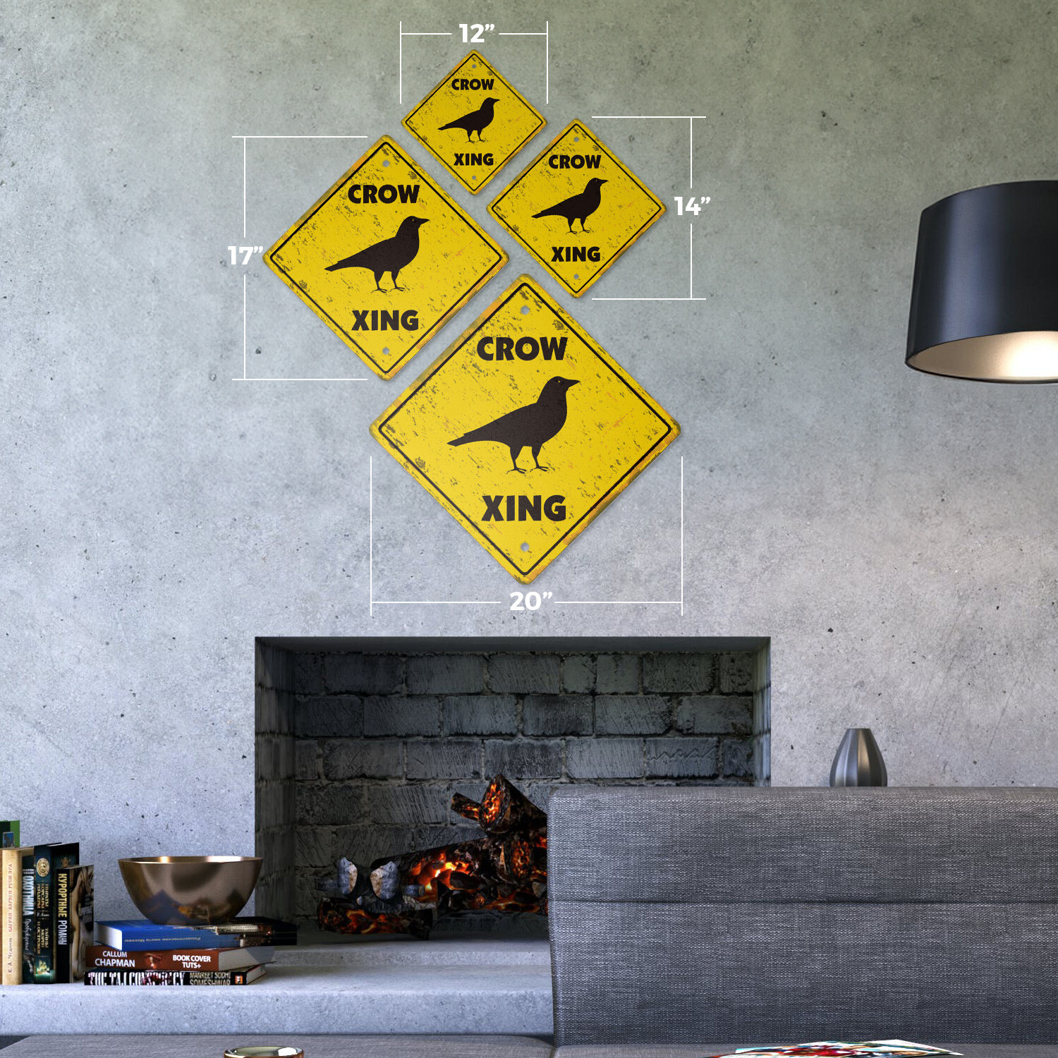 Crow Vintage Crossing Sign Xing Plastic Rustic black bird eat scare fly recipe